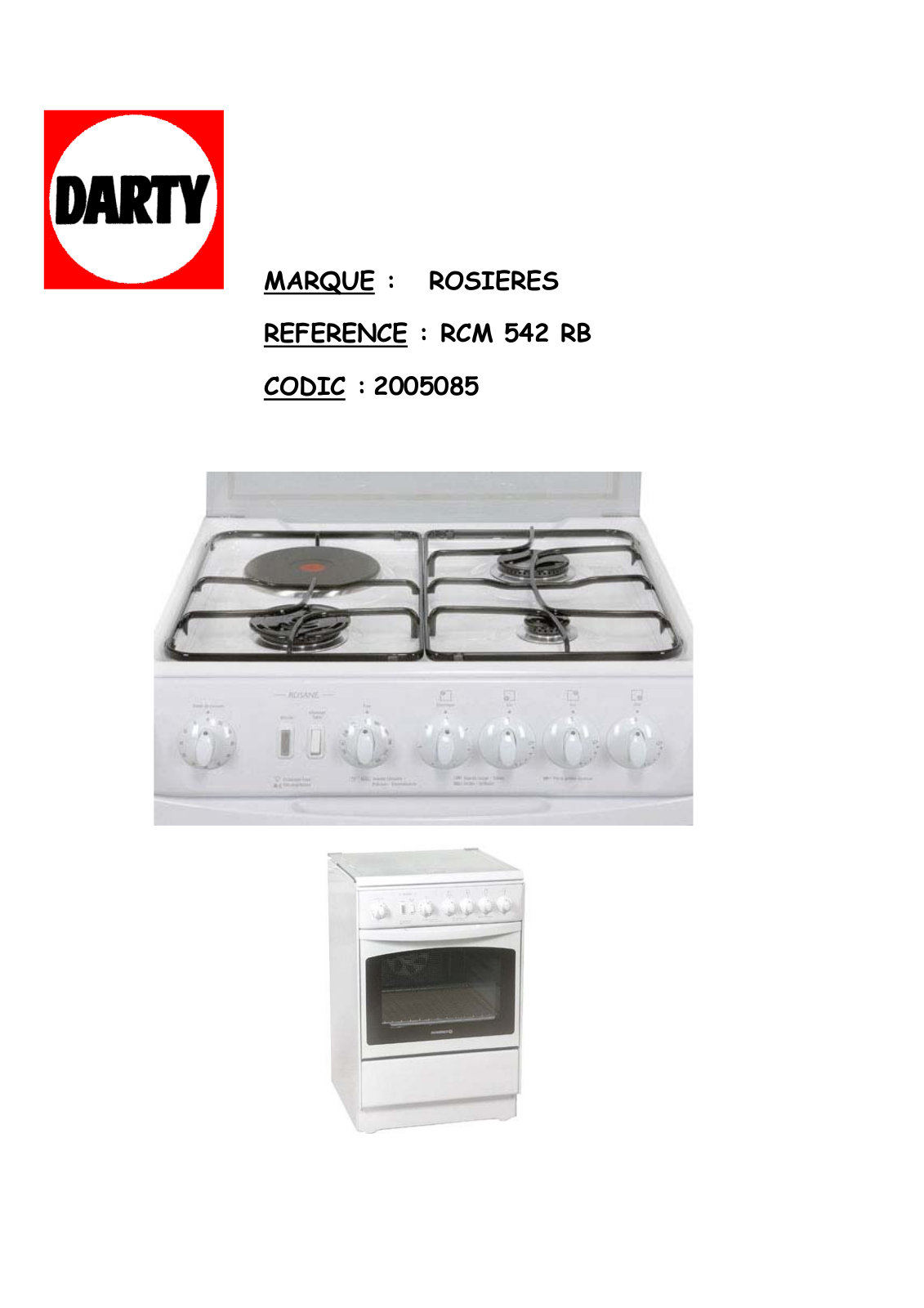 Rosieres RCM542RB User Manual