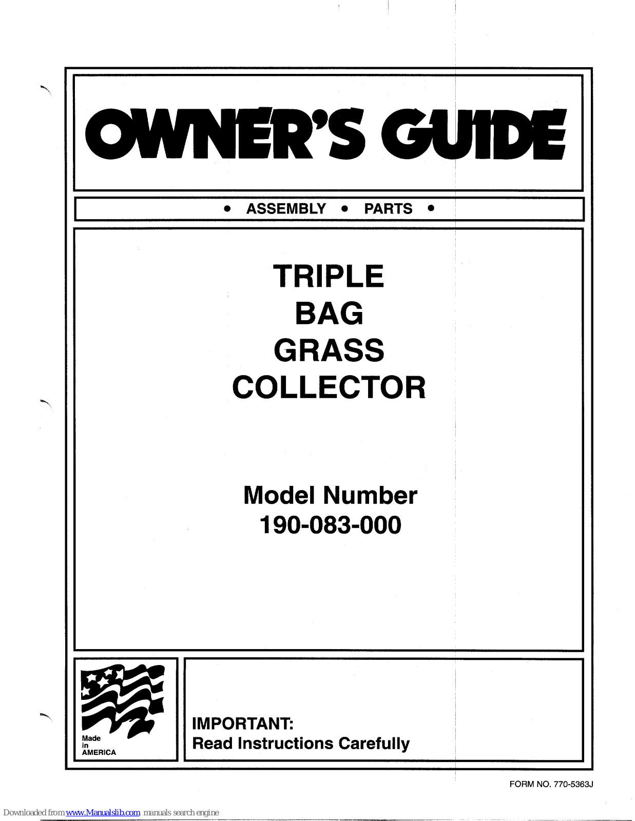 MTD 190-083-000, 83 Owner's Manual