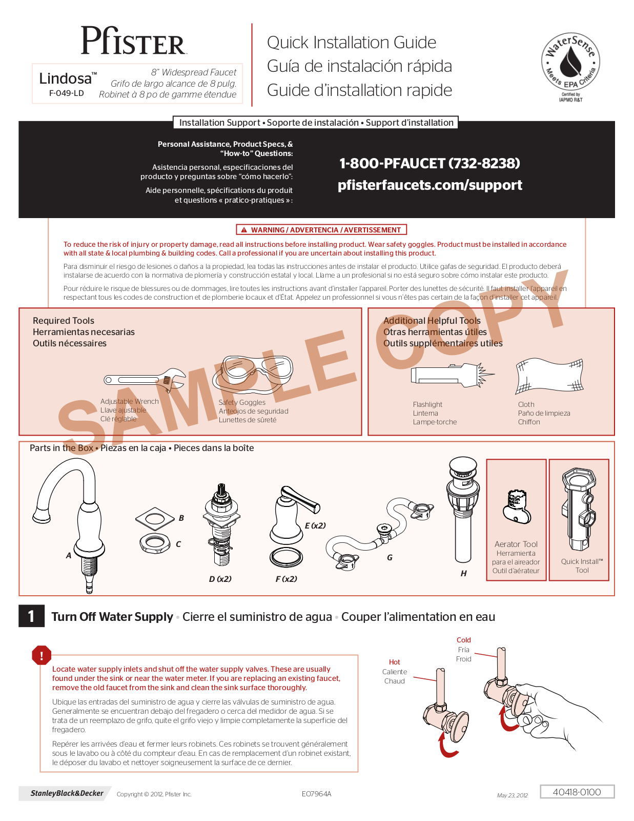 Pfister F-049-LDKK User Manual