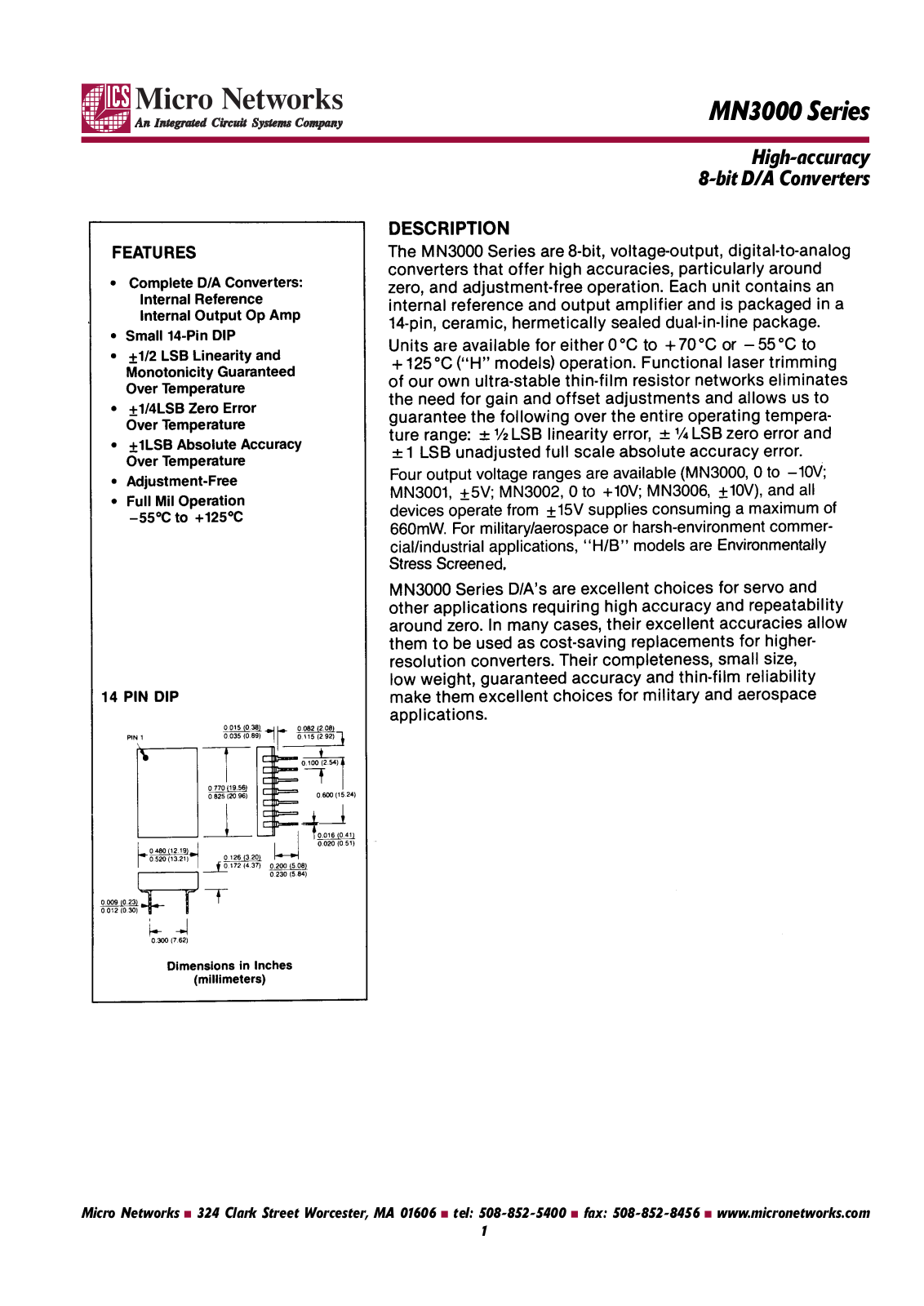 Micronetworks MN3001H, MN3001H-B, MN3000, MN3000H, MN3000H-B Datasheet