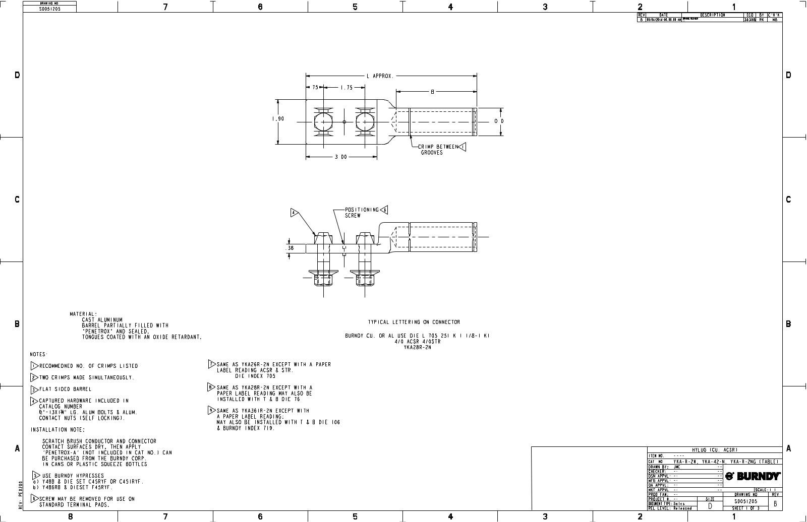 Burndy YKA33R2N Data Sheet - ManualMachine.com