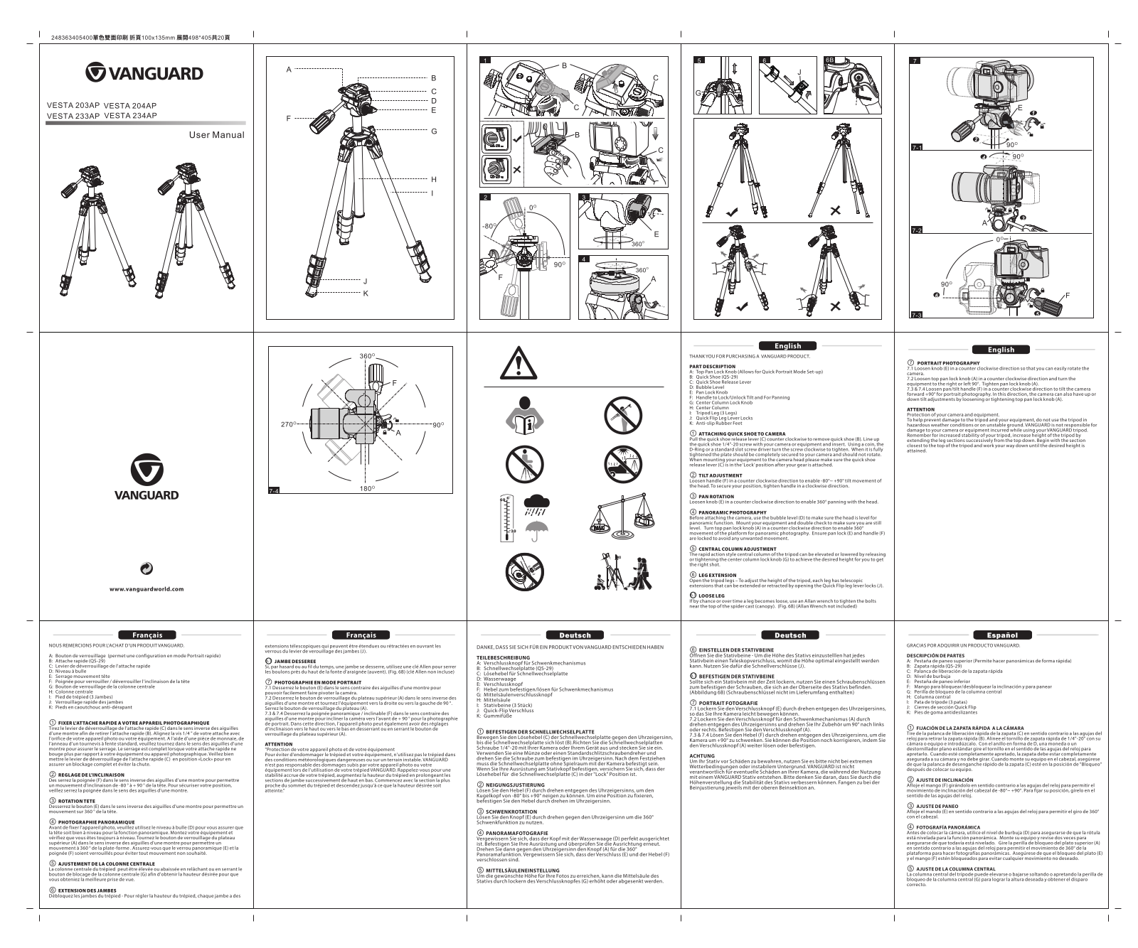 Vanguard Vesta 203 AP, Veo 2PRO 233 APV User manual