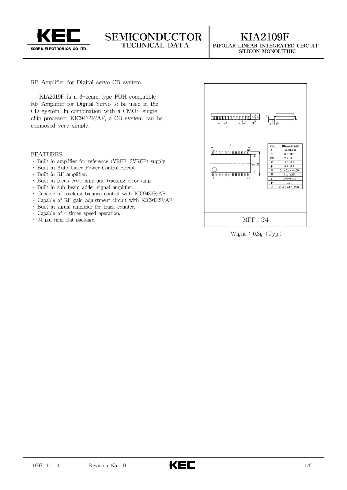 KEC KIA2109F Datasheet