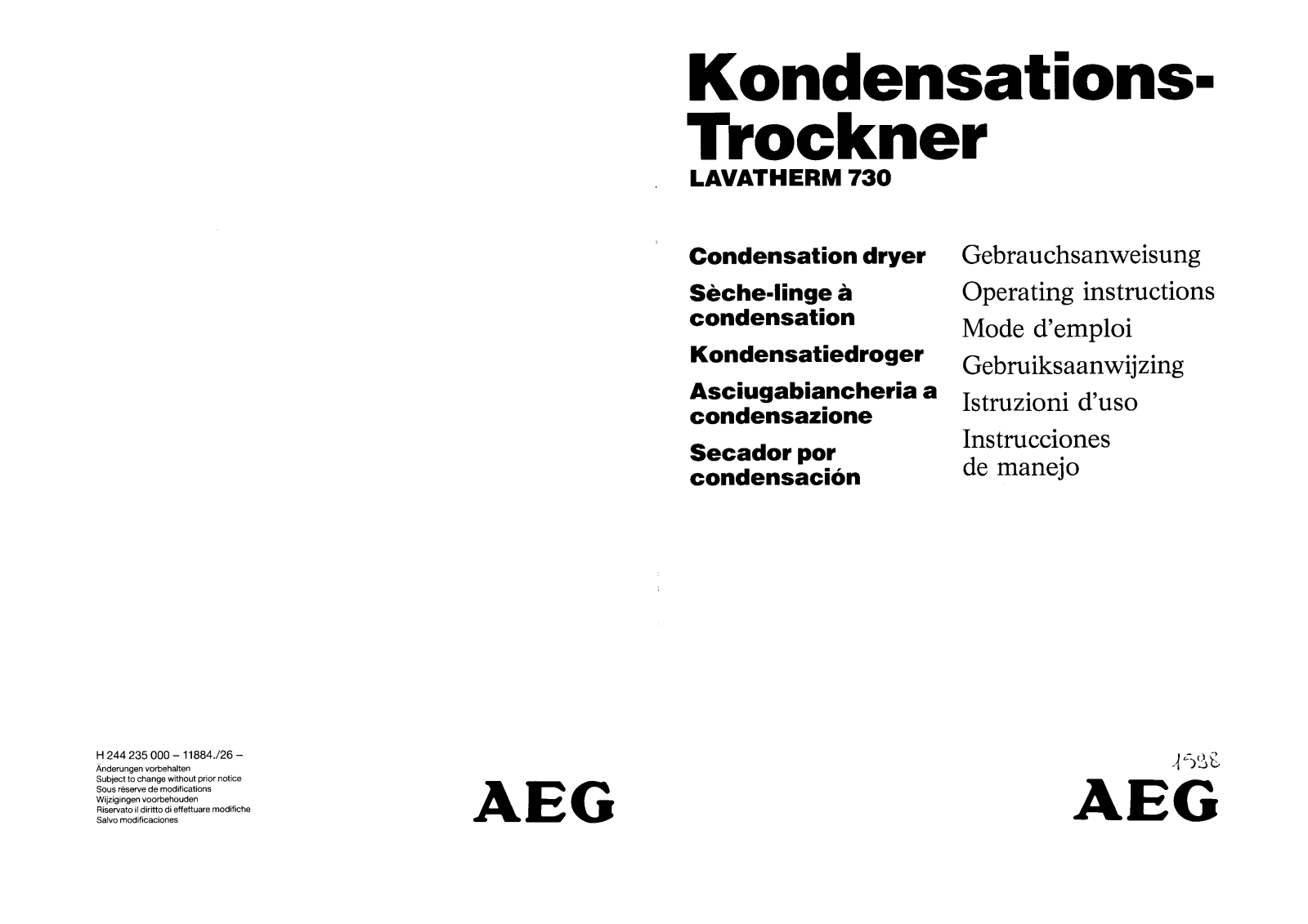 AEG LAVATHERM 730 User Manual