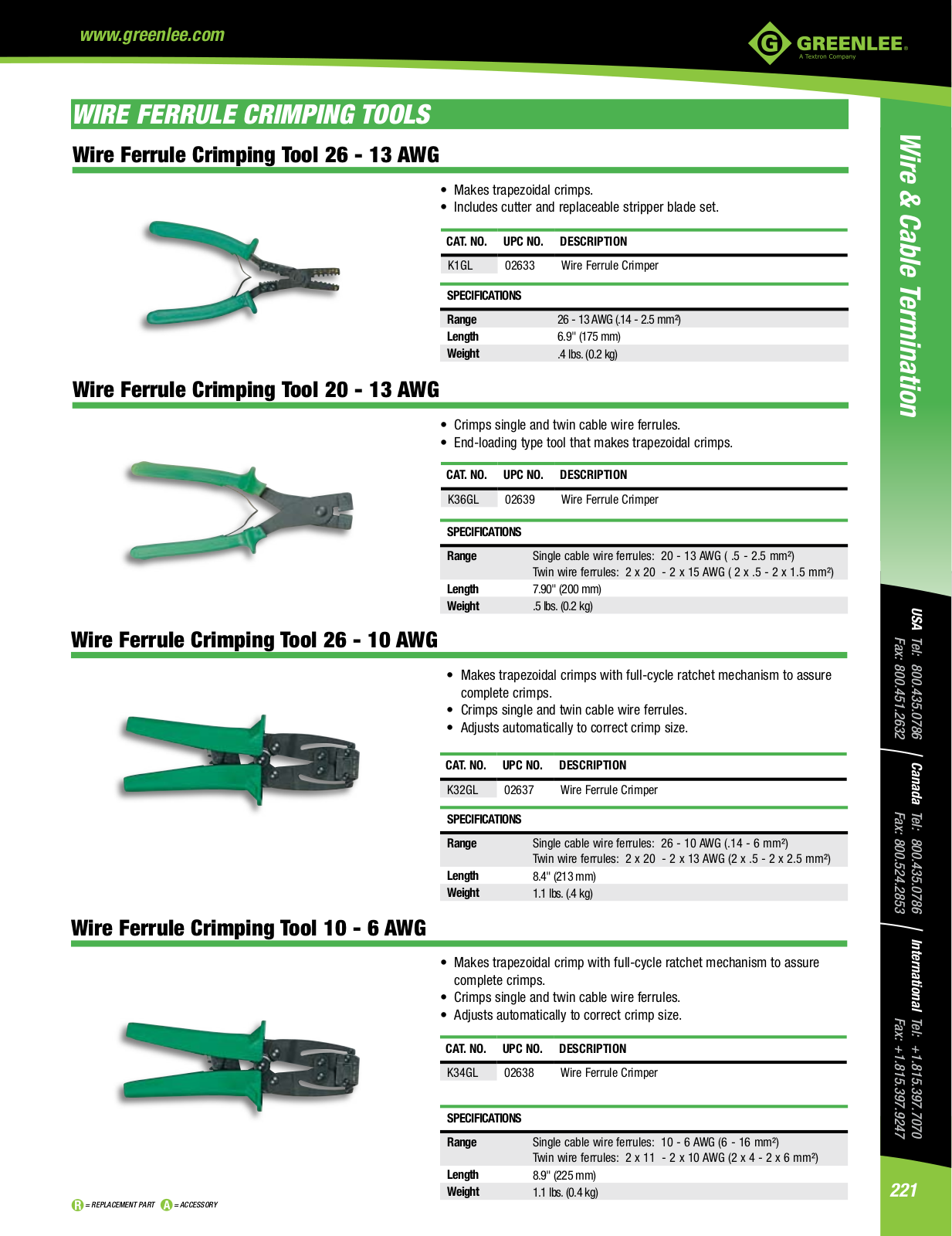 GreenLee Wire & Cable Termination Catalog Page - ManualMachine.com
