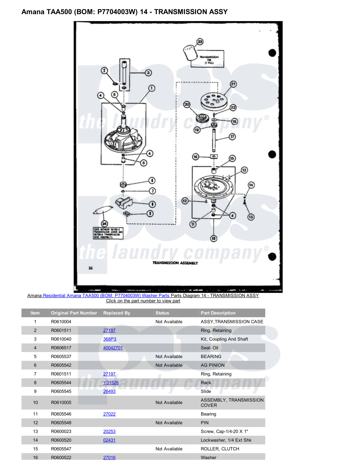 Amana TAA500 Parts Diagram