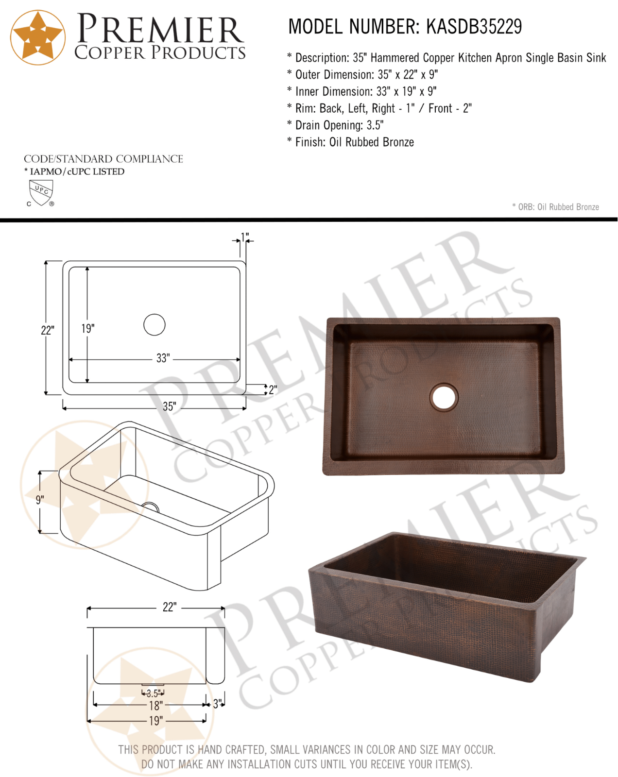 Premier Copper Products IER1045 Specifications - ManualMachine.com