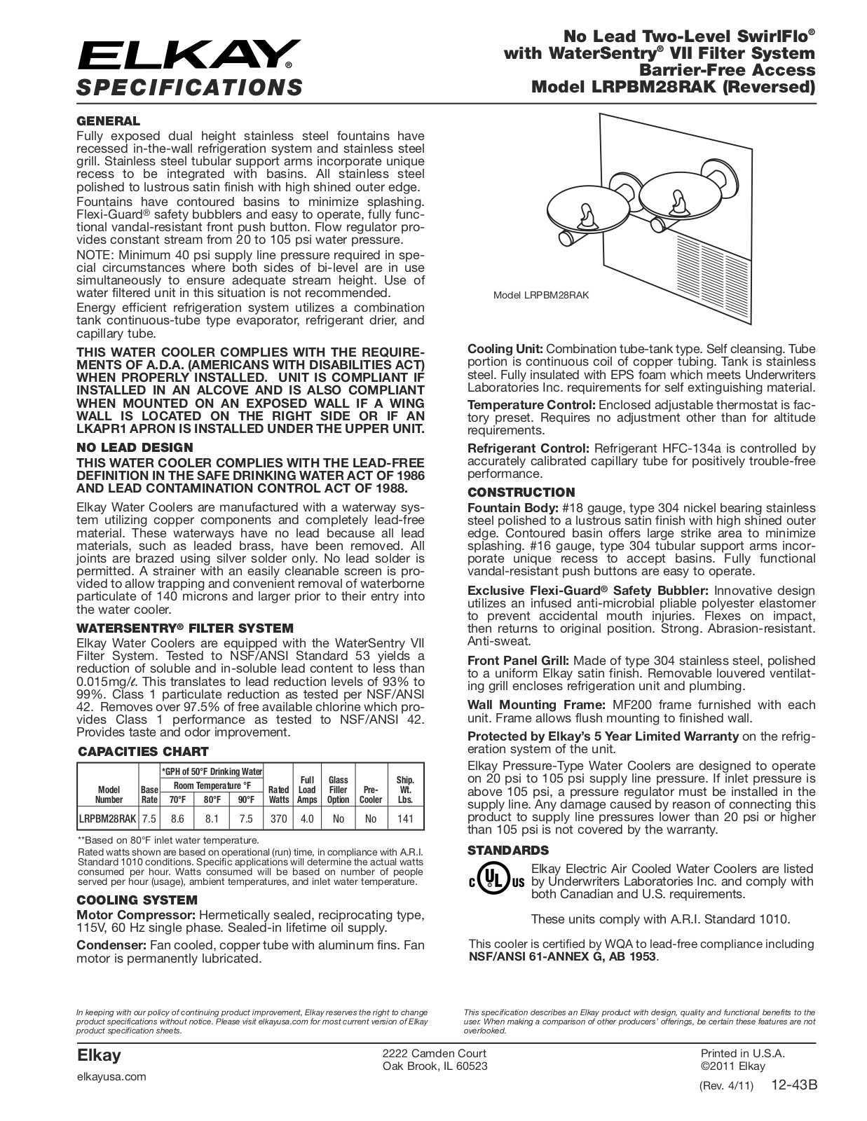 Elkay LRPBM28RAK User Manual