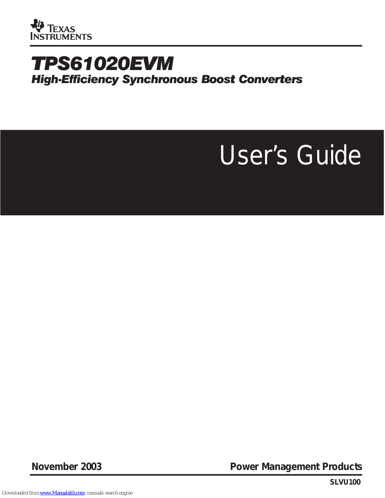 Texas Instruments TPS61020EVM User Manual