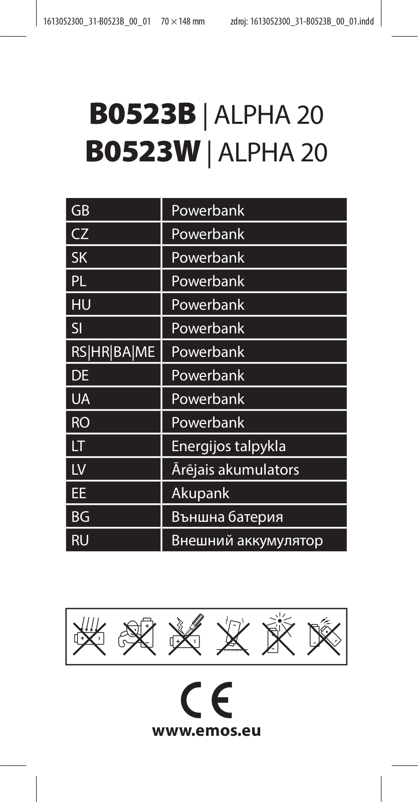 EMOS B0523B, B0523W User Manual