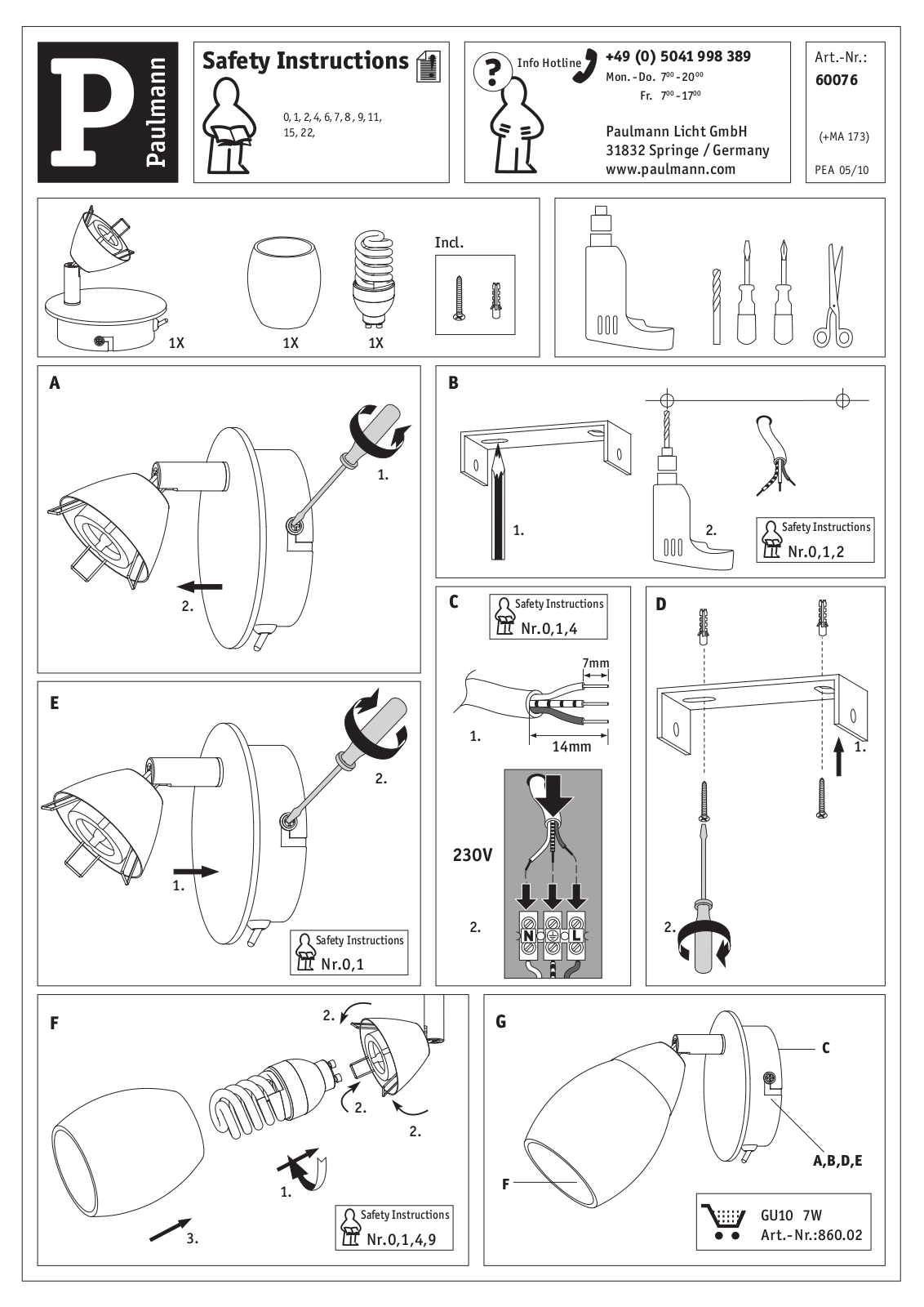 Paulmann 60076 Safety instructions - ManualMachine.com