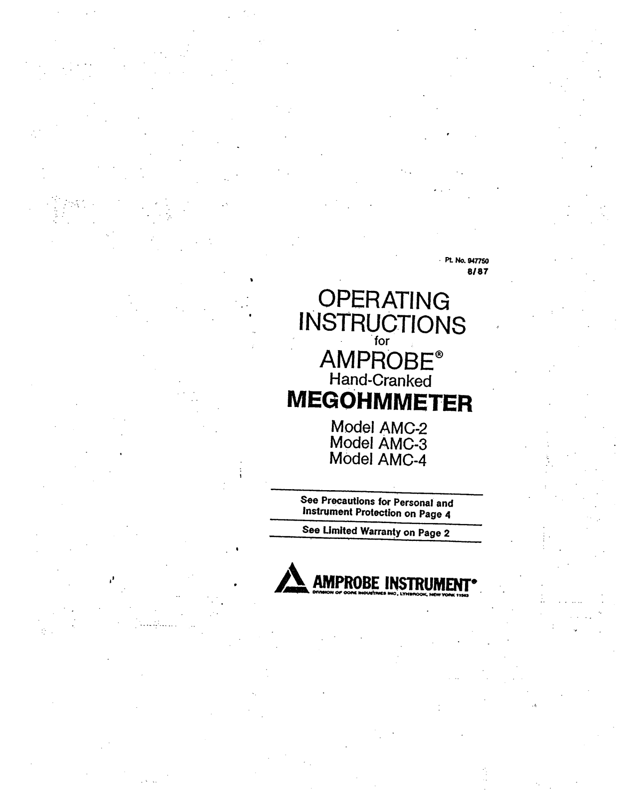 Amprobe AMC-2, AMC-3, AMC-4 Instruction Manual