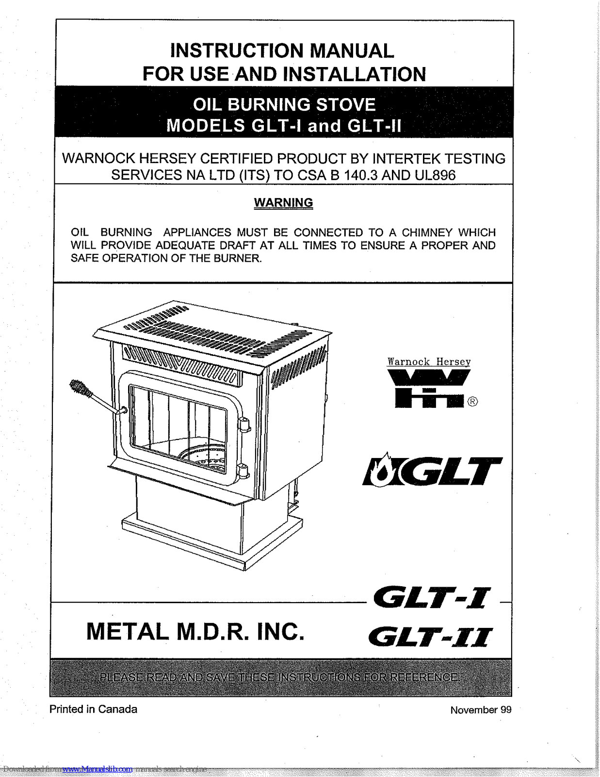 Warnock Hersey GLT-I, GLT-II Instruction Manual