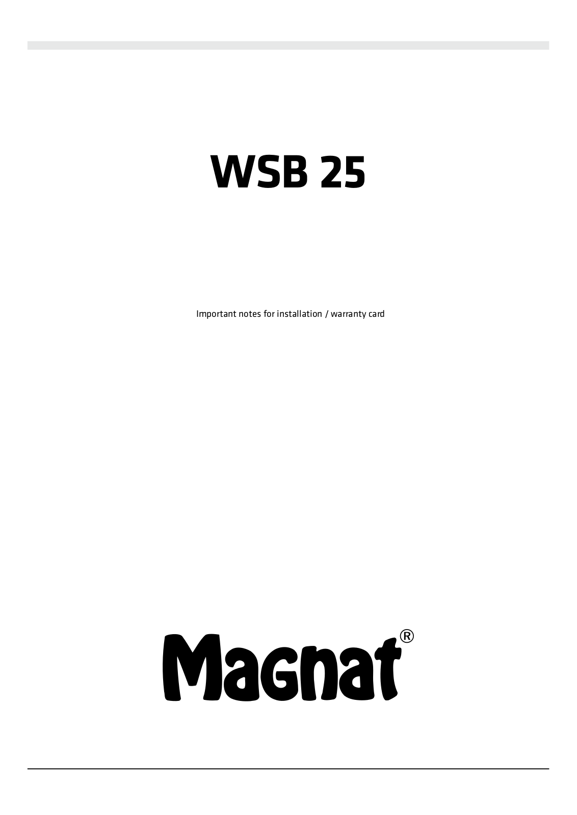 Magnat WSB 25 User guide