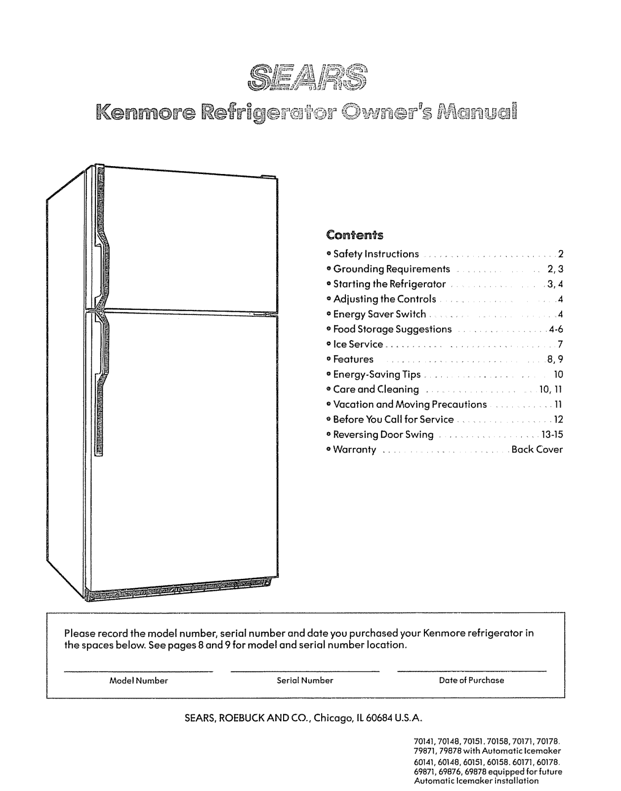 Kenmore 3639601480 Owner’s Manual