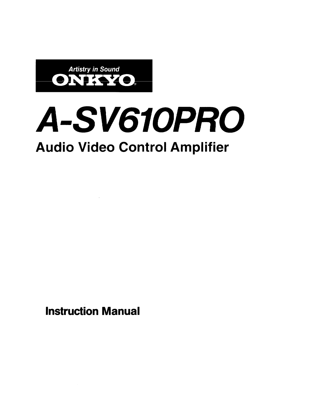 Onkyo ASV-610-PRO Owners Manual