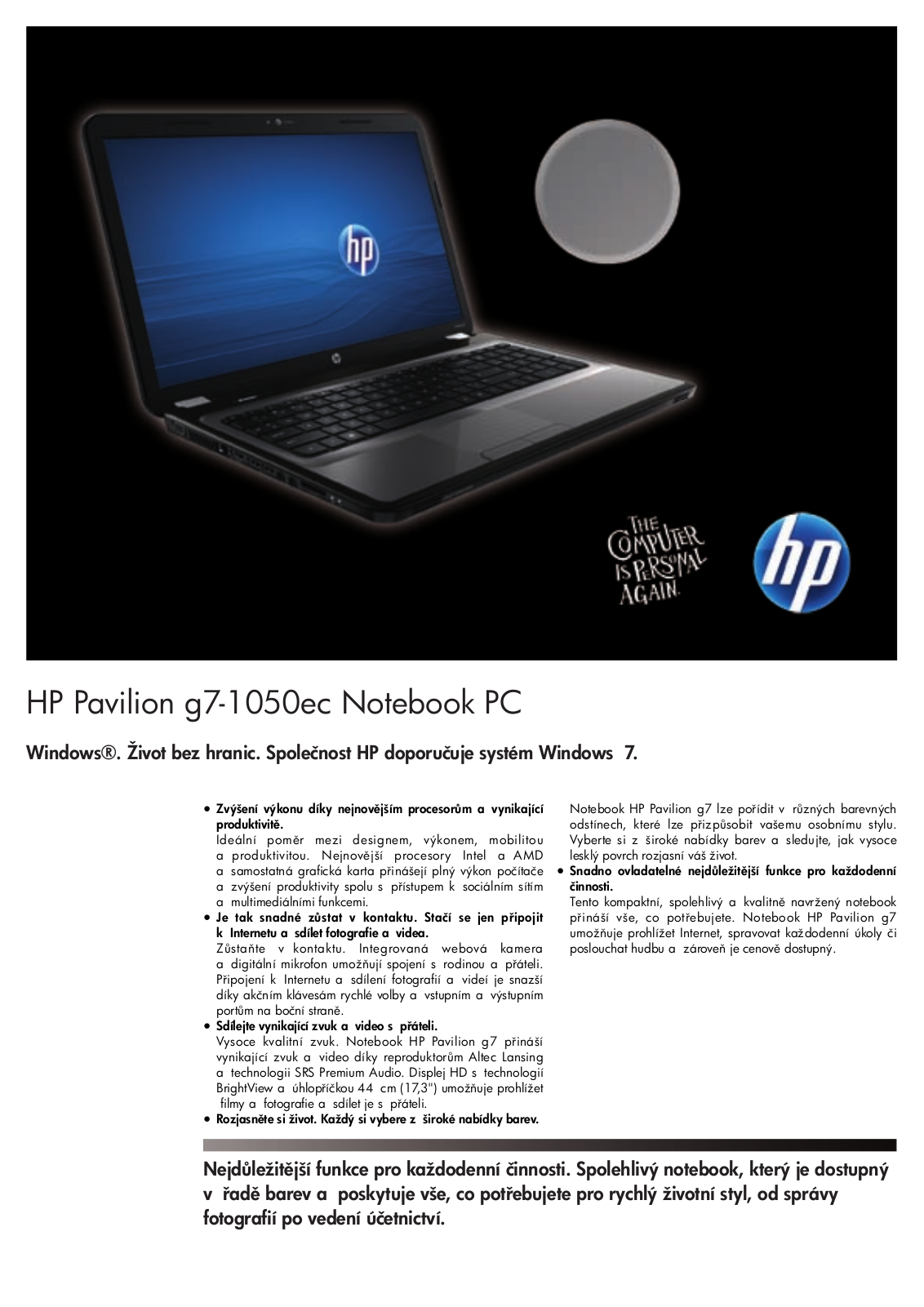 HP Pavilion g7-1050ec User Manual