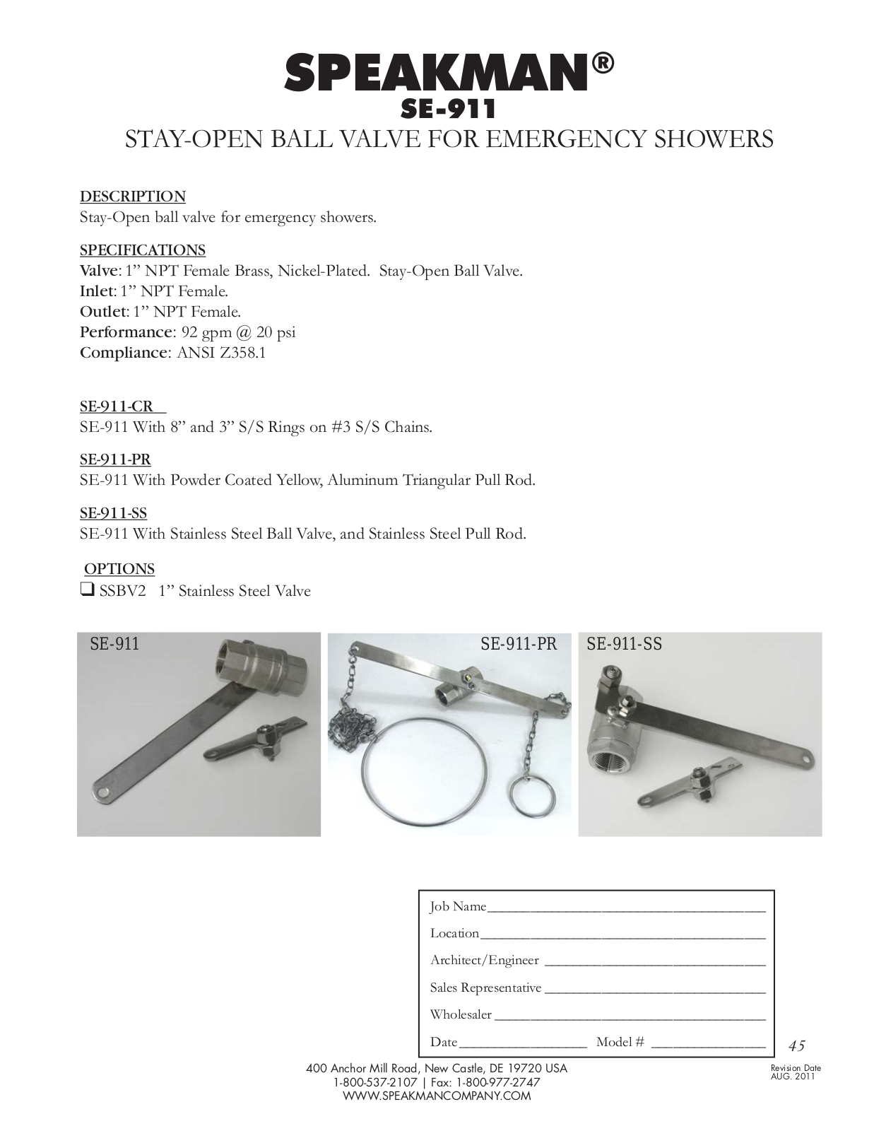 Speakman SPK1466 Specifications - ManualMachine.com