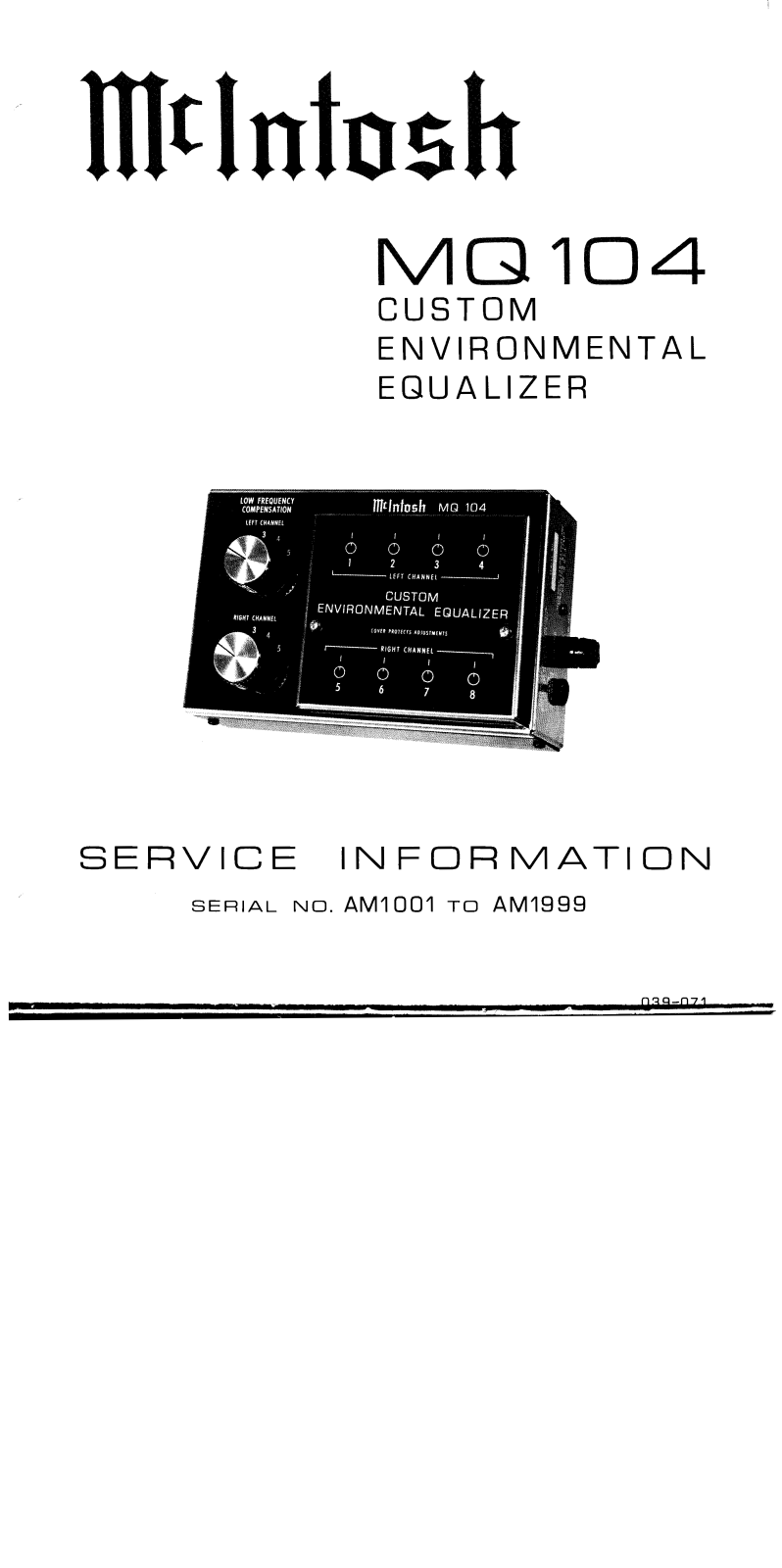 McIntosh MQ-104 Service manual