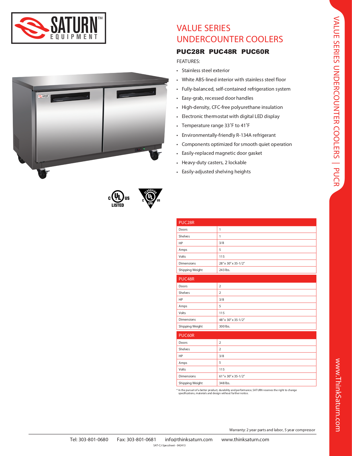 Saturn Equipment PUC28R User Manual