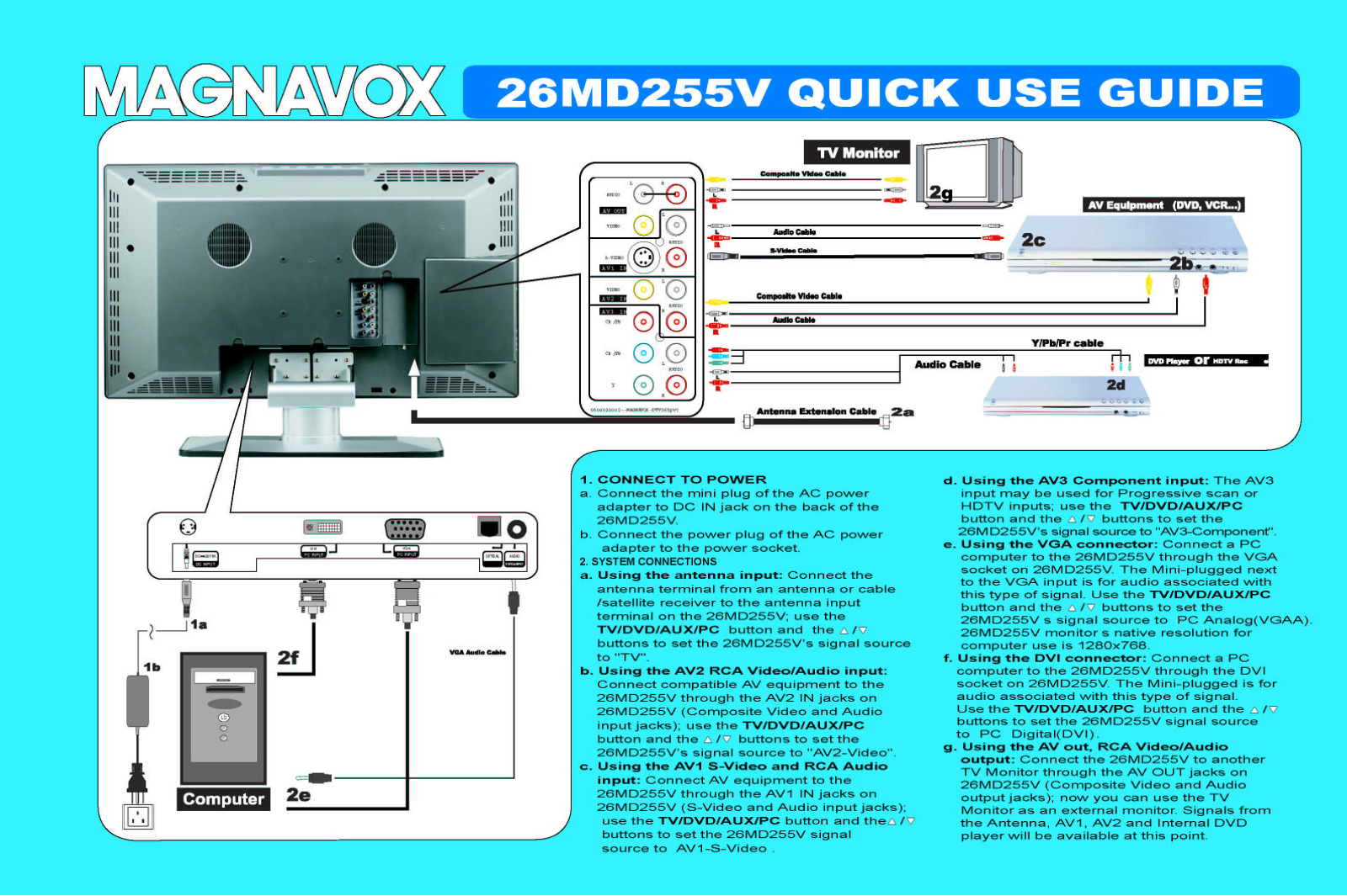 Philips Magnavox 26MD255V User Manual