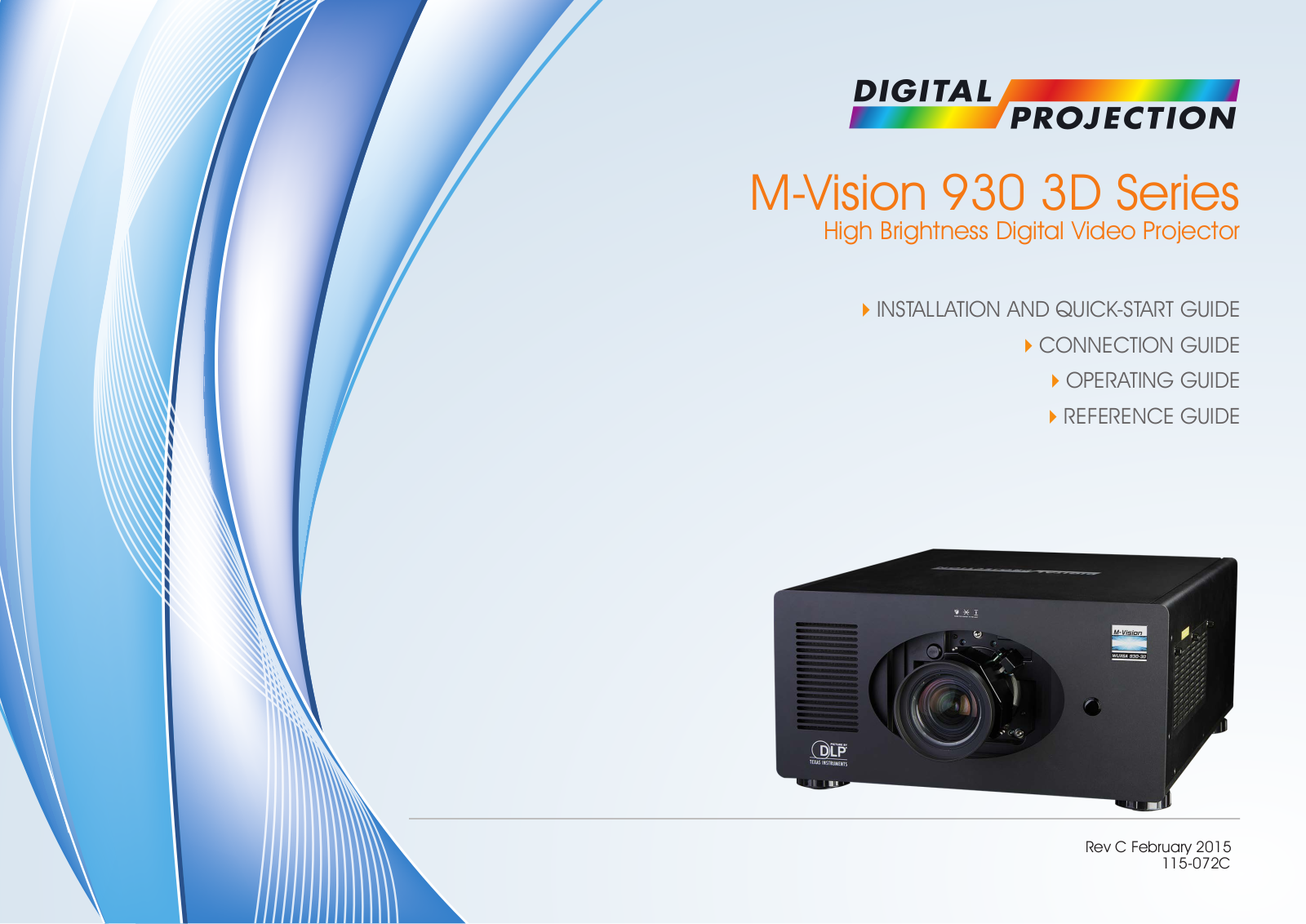 Digital Projection M-Vision Cine 930 WUXGA 3D, Mercury 930 1080p 3D, Mercury 930 WUXGA 3D User Manual