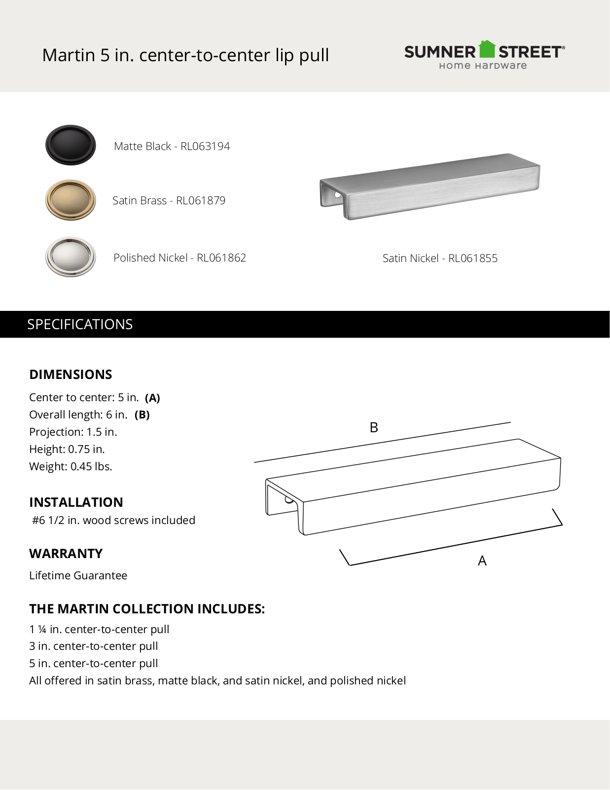 Sumner Street Home Hardware CTHD1182 Specifications - ManualMachine.com