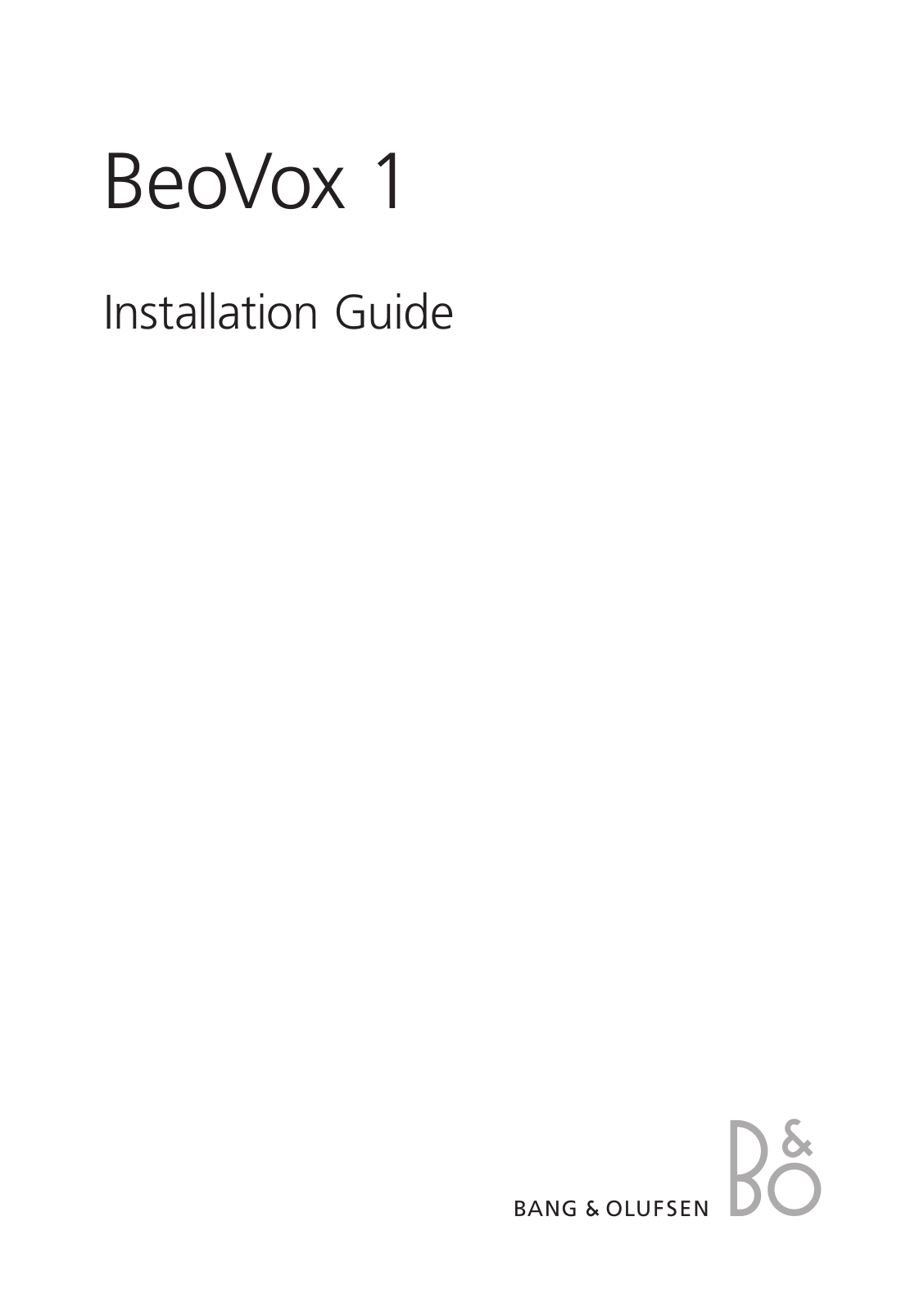 Bang & Olufsen BeoVox 1 User Manual