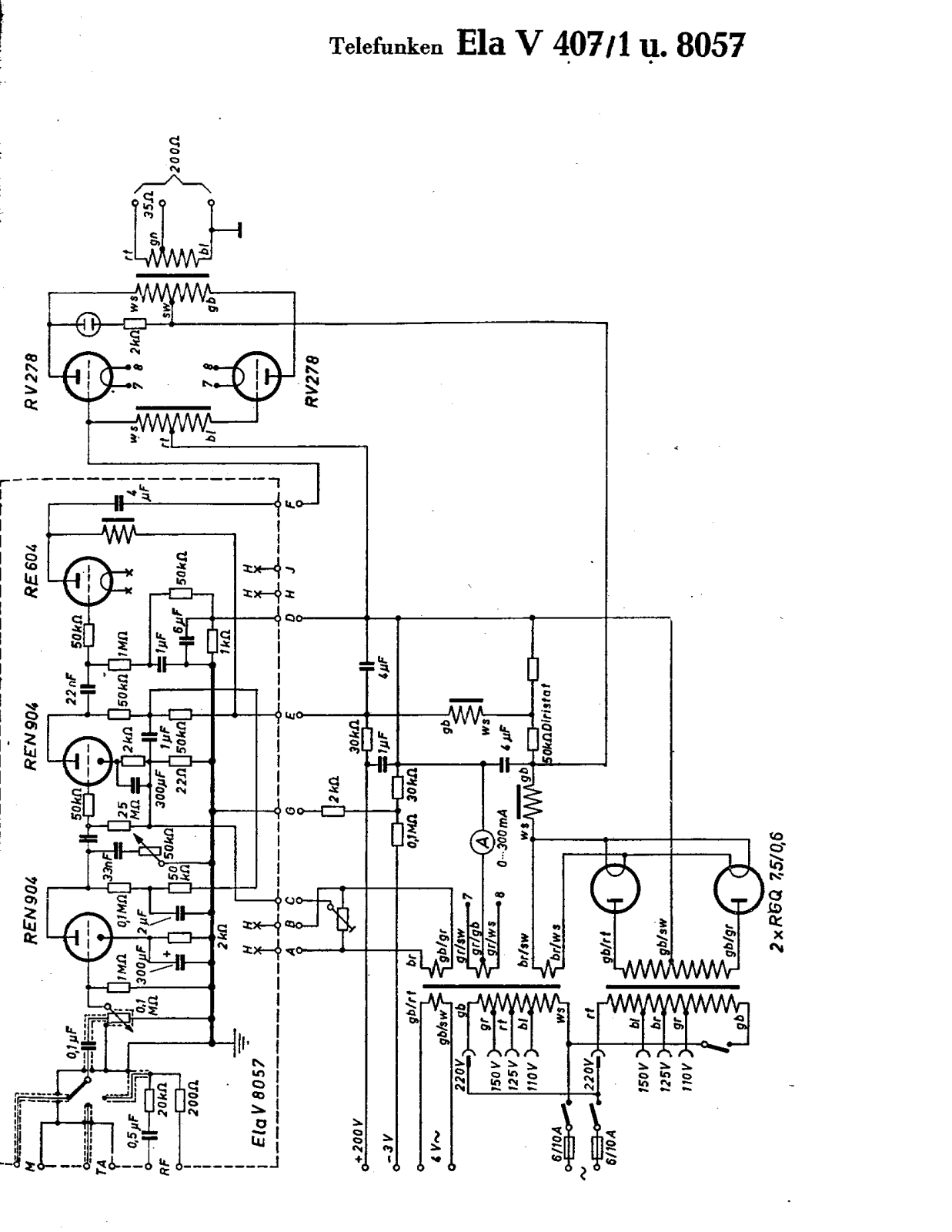 Telefunken Ela-V407-1U8057 Schematic