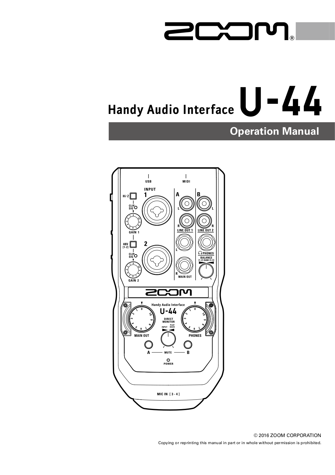 Zoom U-44 Operation Guide