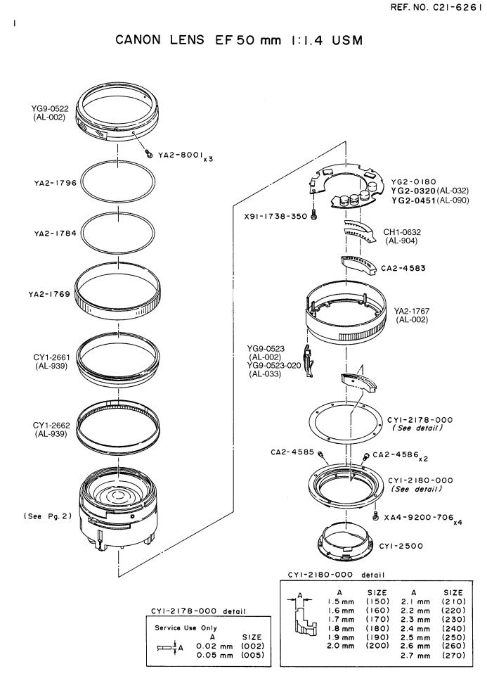 Canon EF 50 PARTS CATALOG