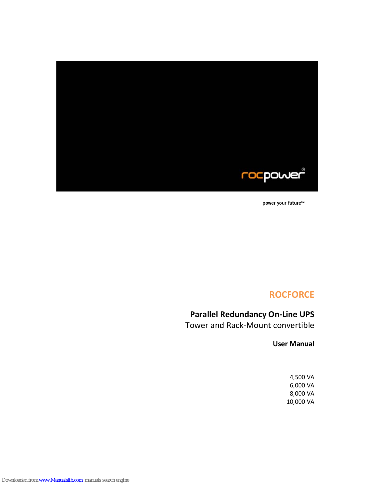 rocpower 4, 500 VA, 6, 000 VA, 8 User Manual - ManualMachine.com