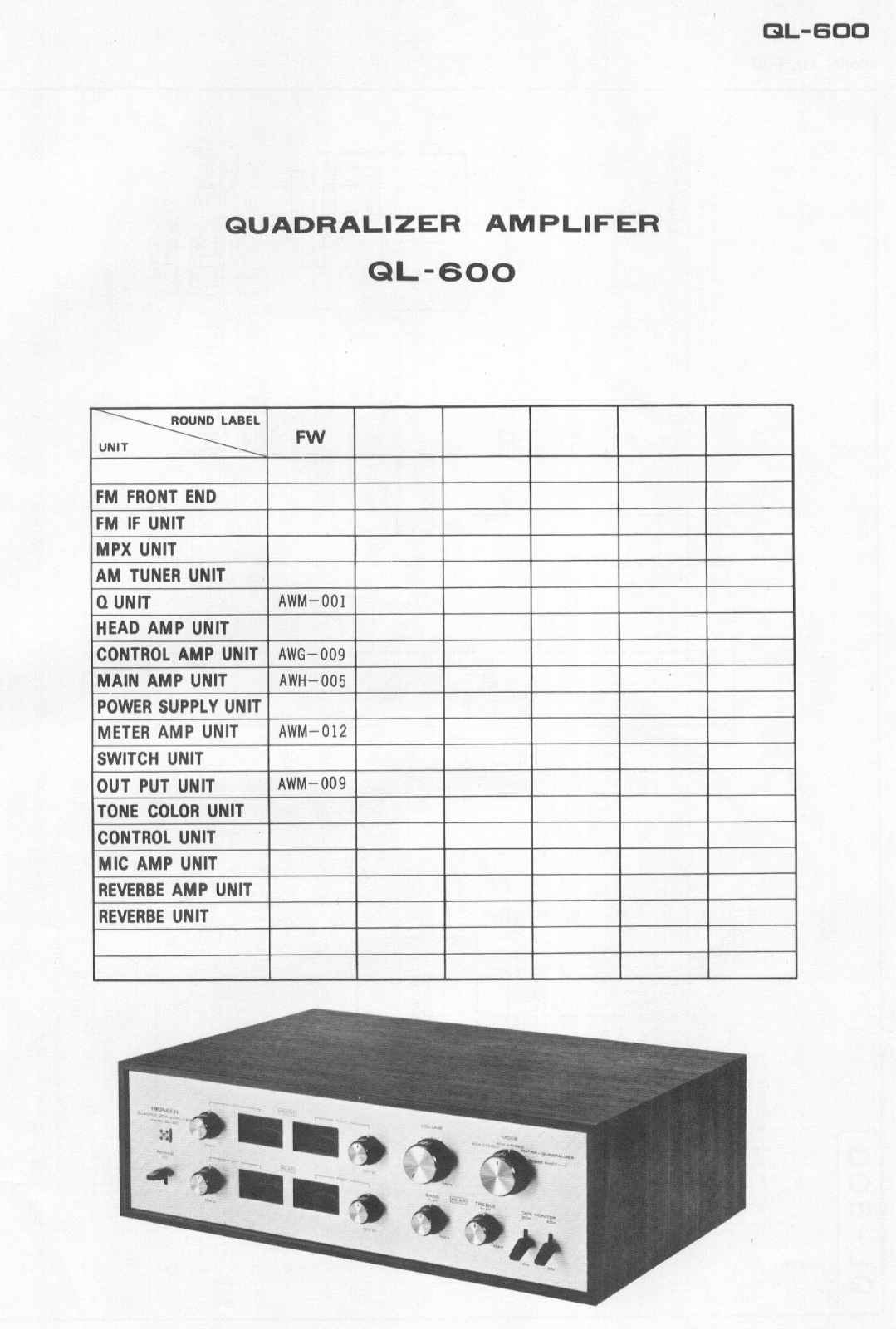 Pioneer QL-600 Schematic