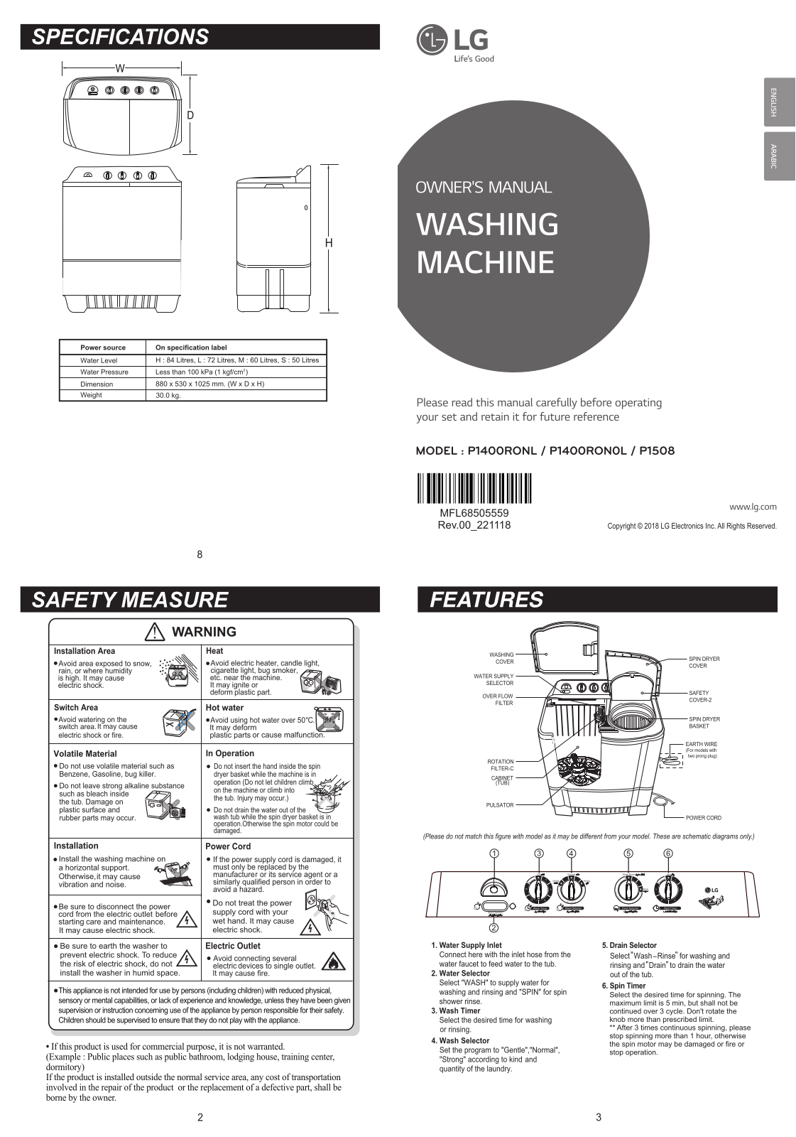 LG P1508 Owner’s Manual