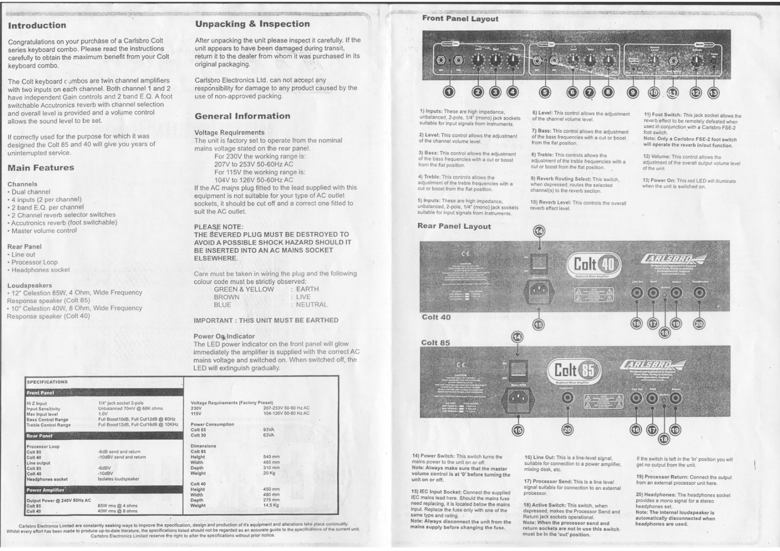 Carlsbro COLT 85 SIDE 02 User Manual