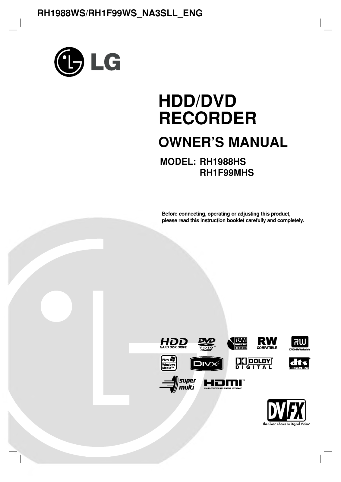 LG RH1988HS Manual