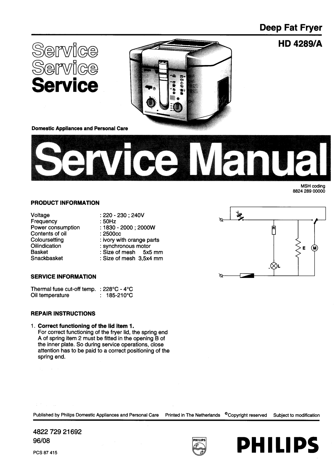 Philips HD4289A Service Manual