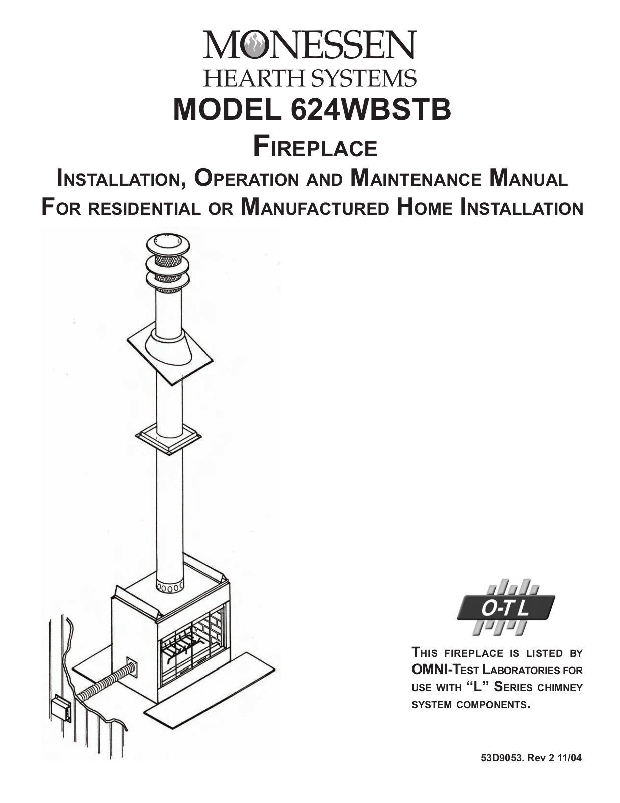 Monessen Hearth 624WBSTB User Manual