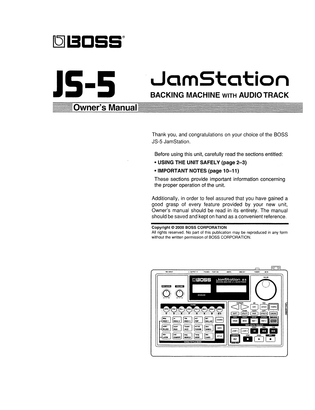 Roland Corporation JS-5 Owner's Manual