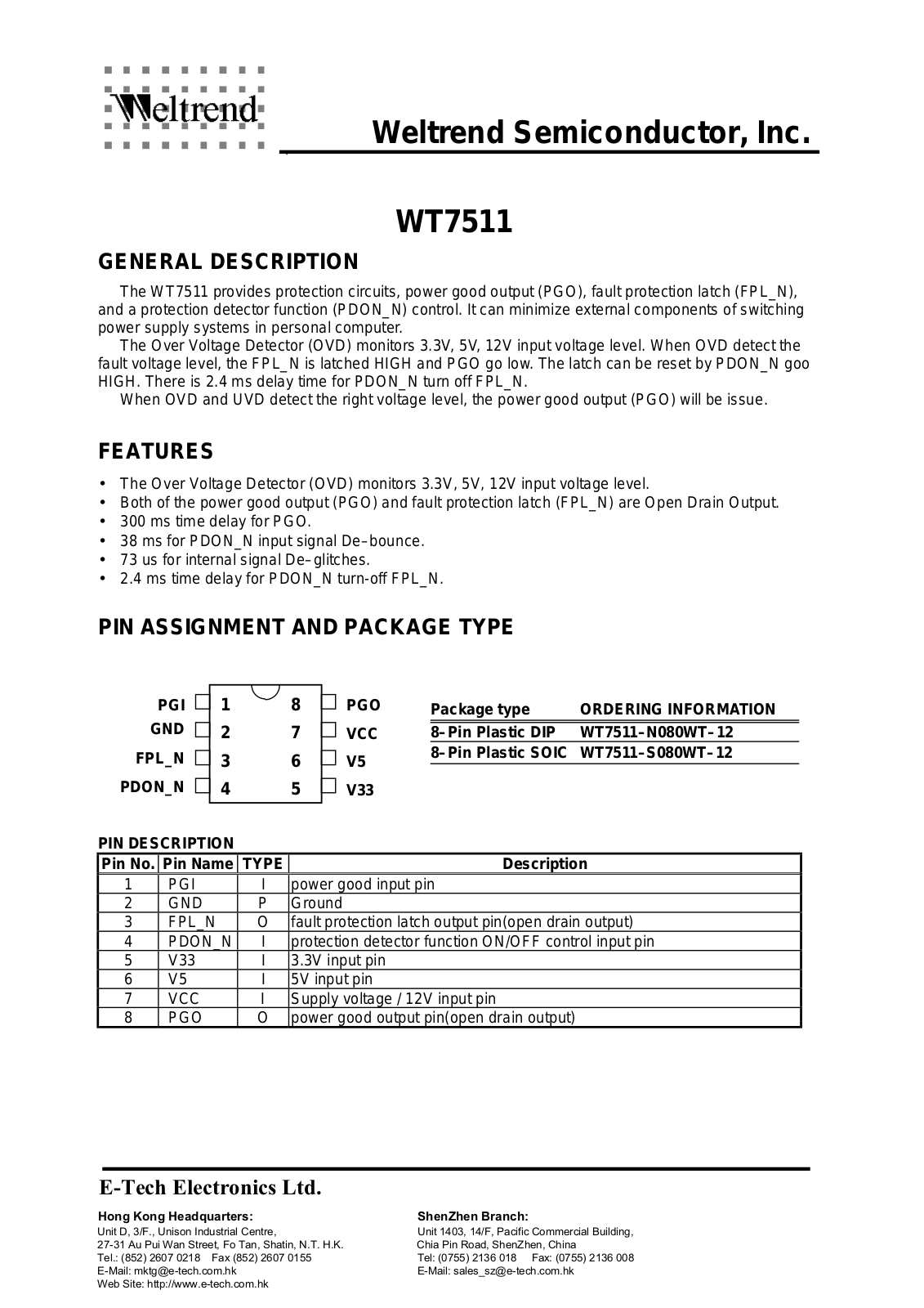 Weltrend WT7511-N080WT-12, WT7511-S080WT-12 Schematic