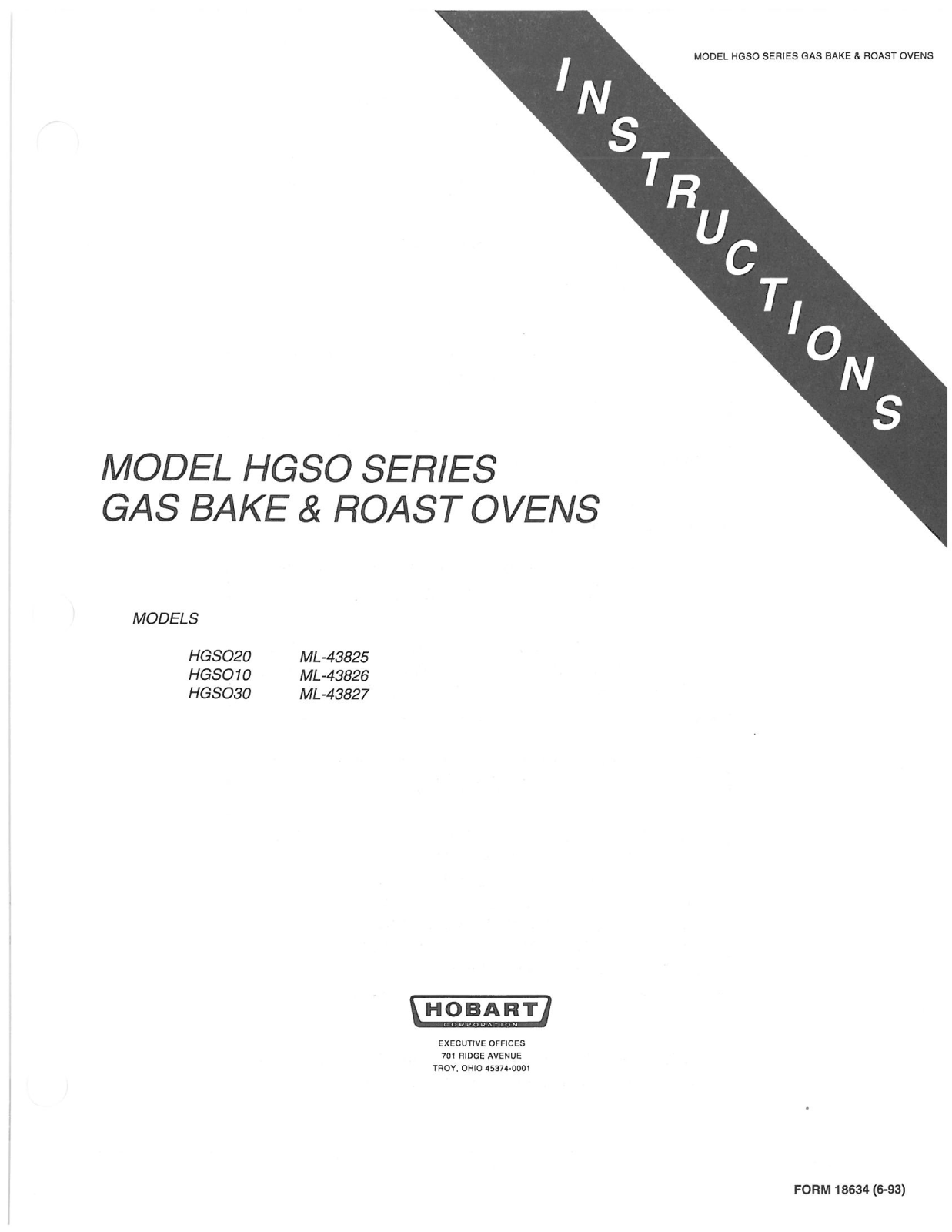 Hobart HGSO-10 Installation Manual