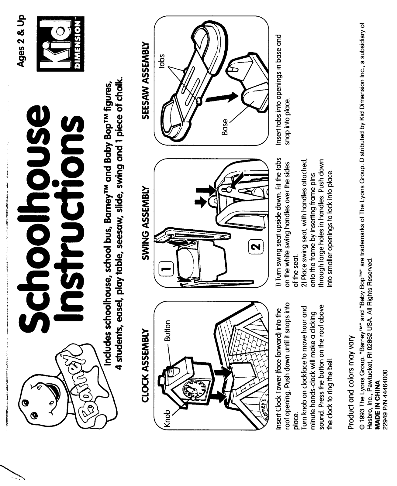 HASBRO Barney Schoolhouse User Manual