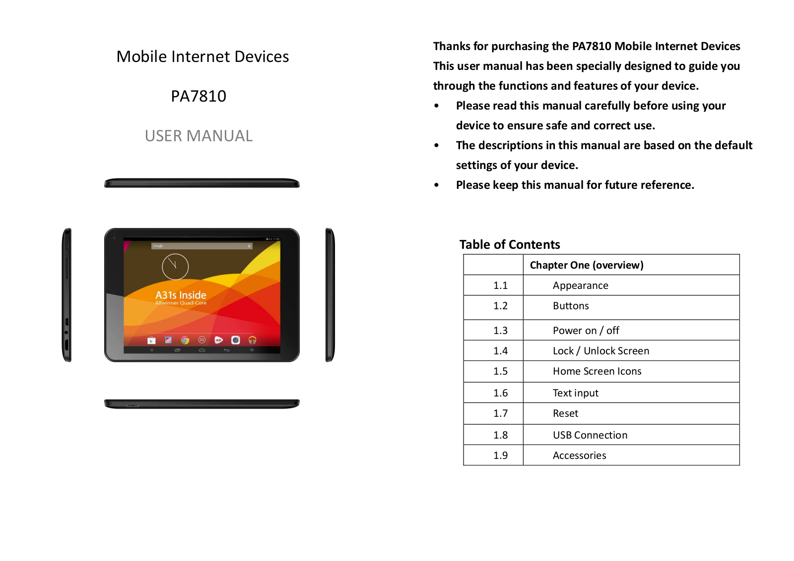 SHUOYING PA7810X Users Manual