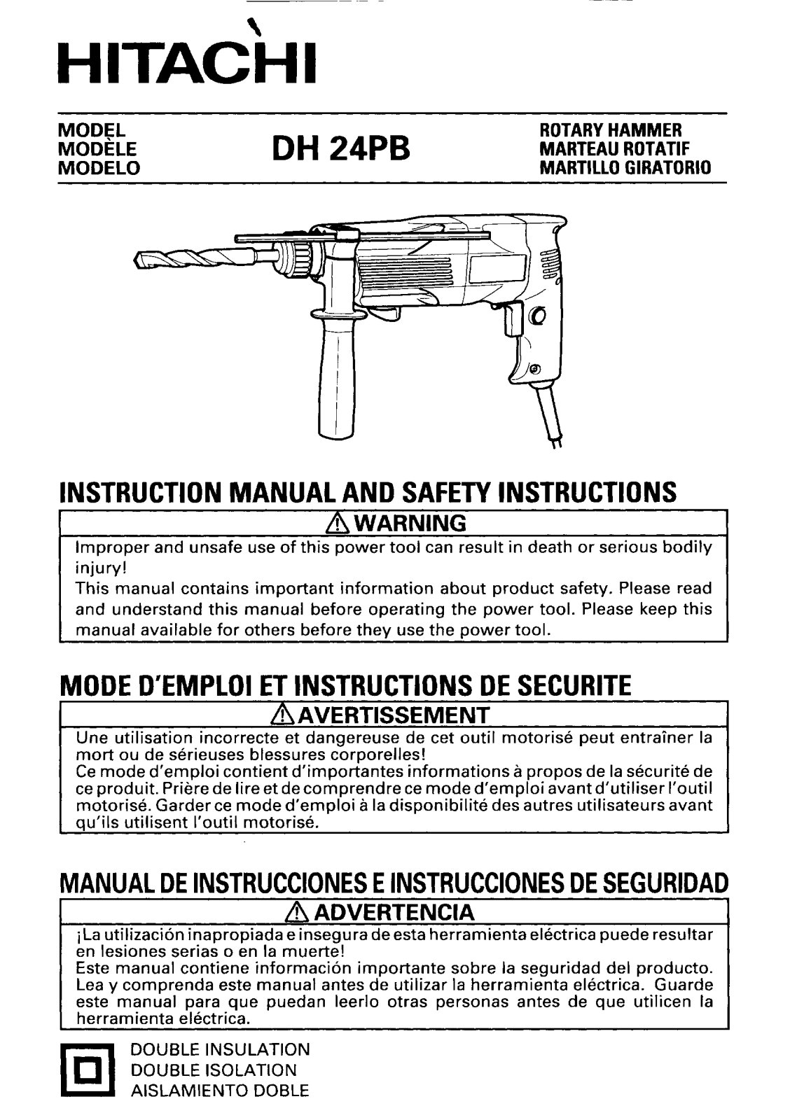 HITACHI DH 24PB User guide