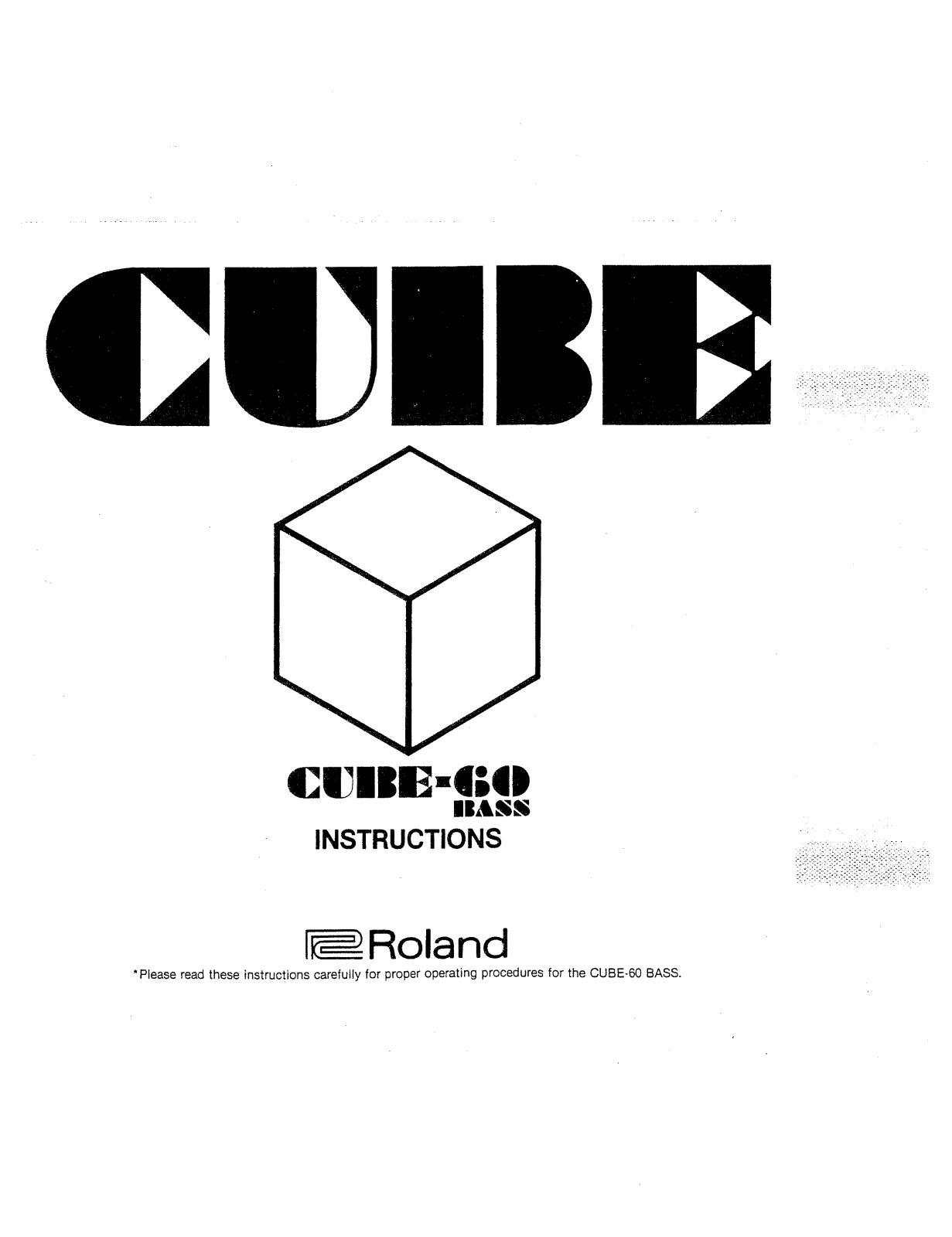 Roland Corporation CUBE-60-BASS Owner's Manual