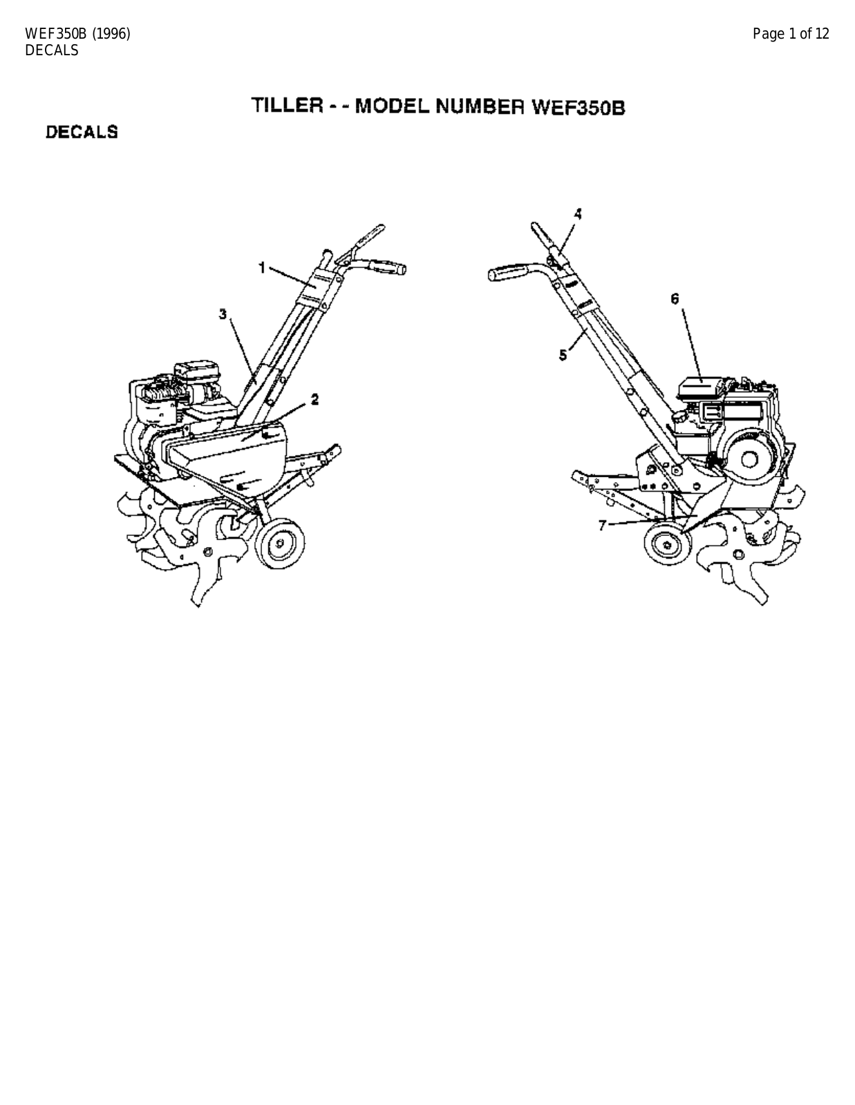 AYP WEF350B Parts List