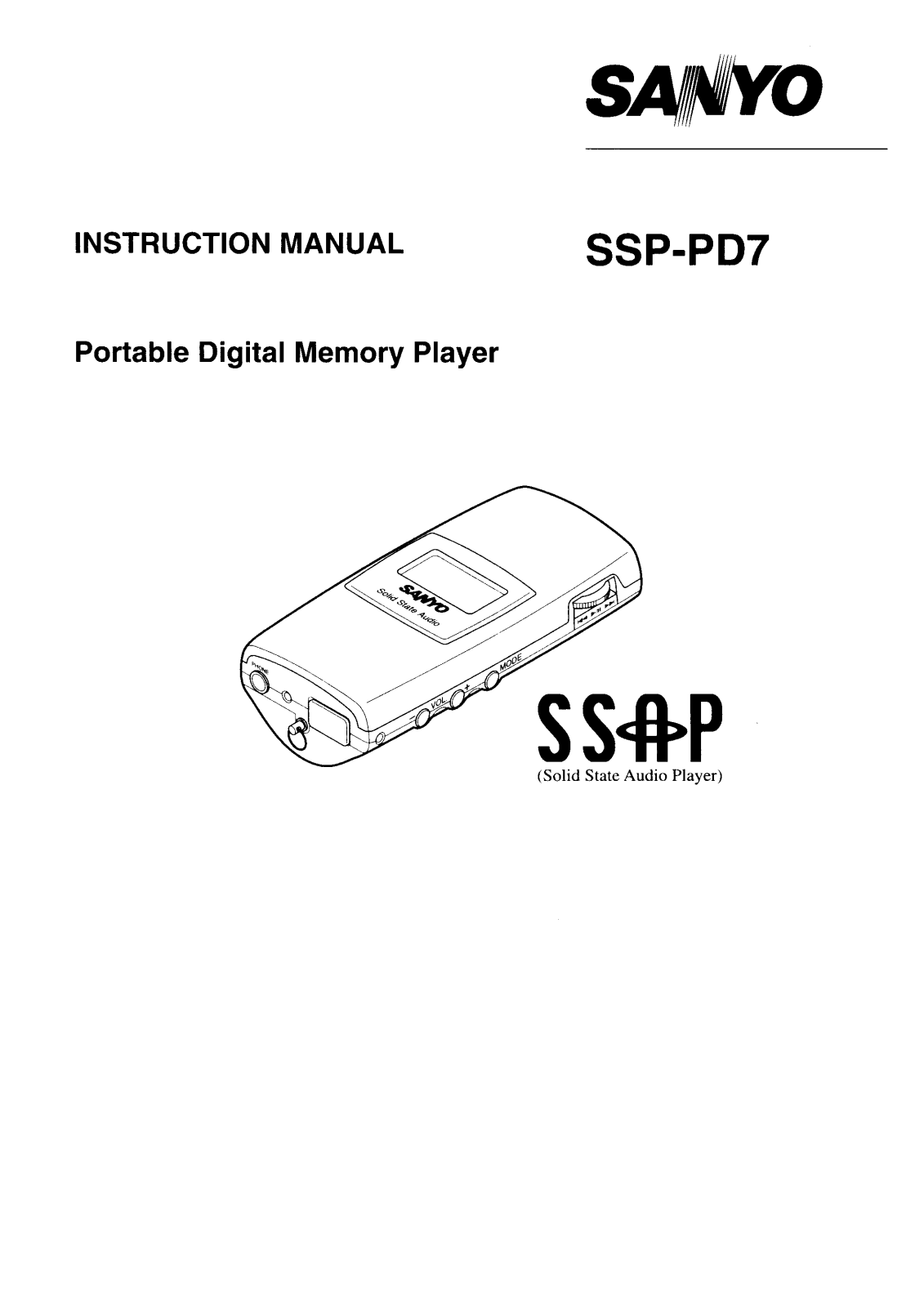 Sanyo SSP-PD7 Instruction Manual