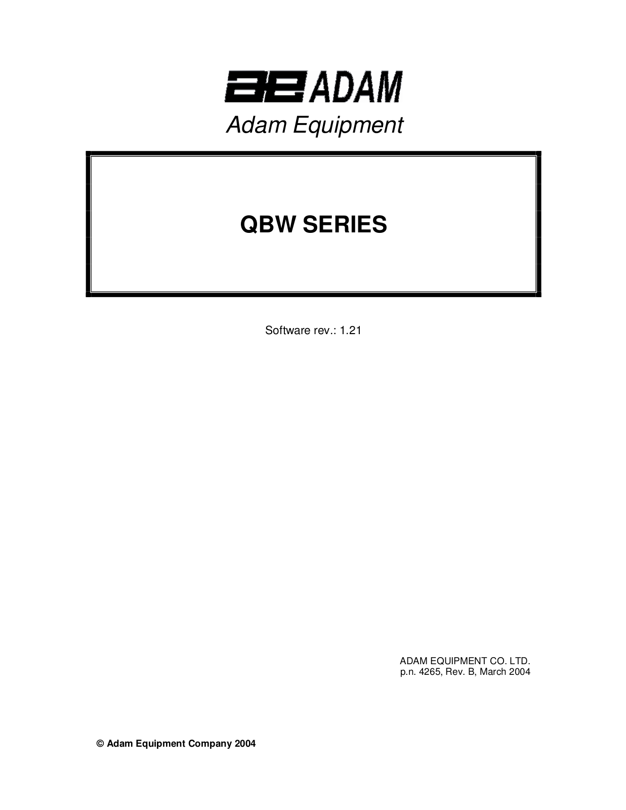 Adam Equipment QBW User Manual