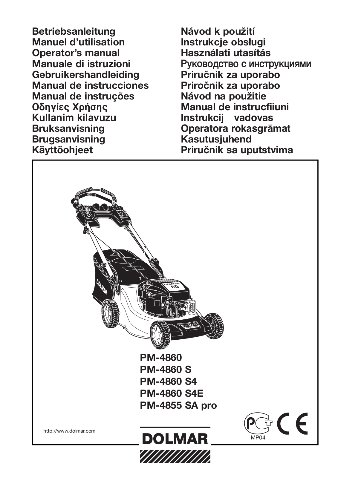 Dolmar PM-4860 S4E, PM-4855 SA pro, PM-4860 S4, PM-4860, PM-4860 S User Manual