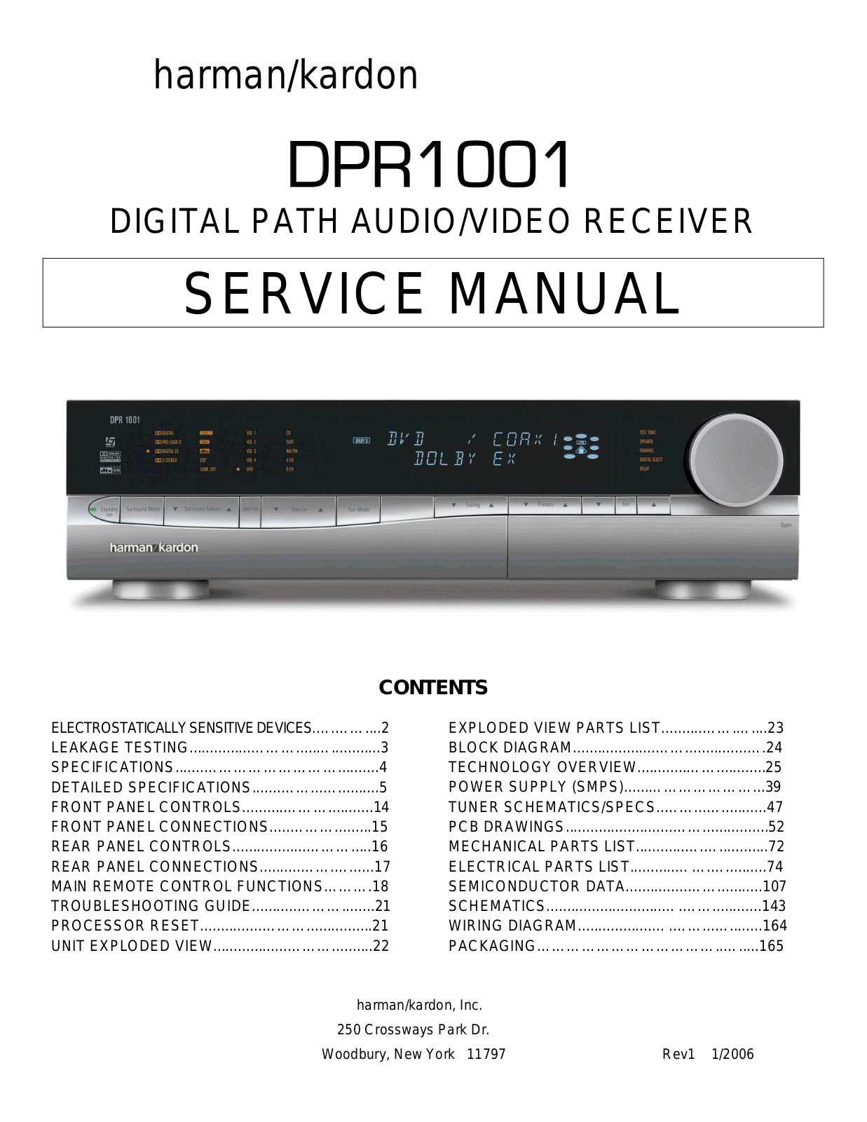 Harman Kardon DPR-1001 Service manual